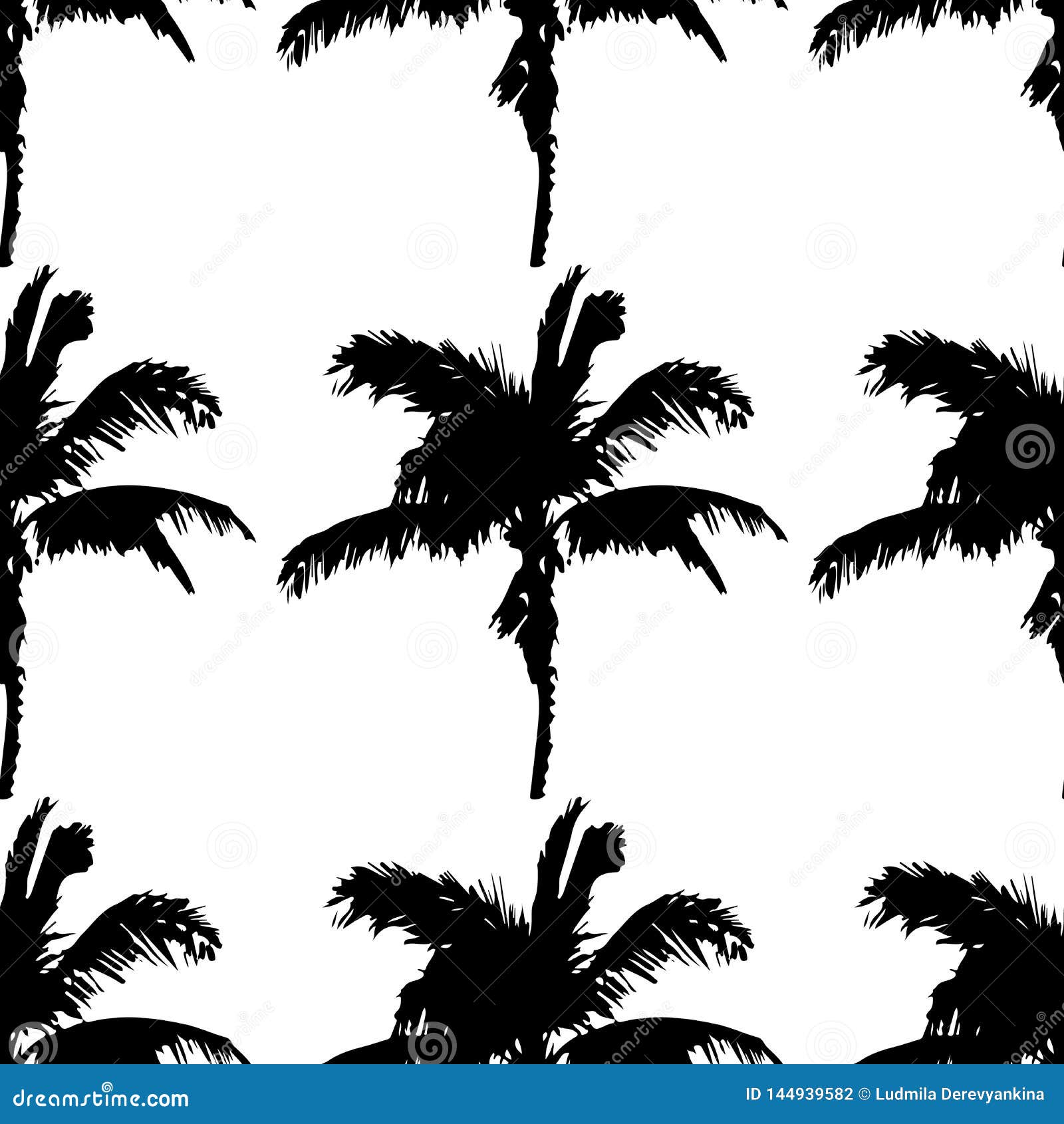 black  palm trees. hand drawn seamless pattern. summer  tropical palm tree leaves seamless pattern. abstract nature