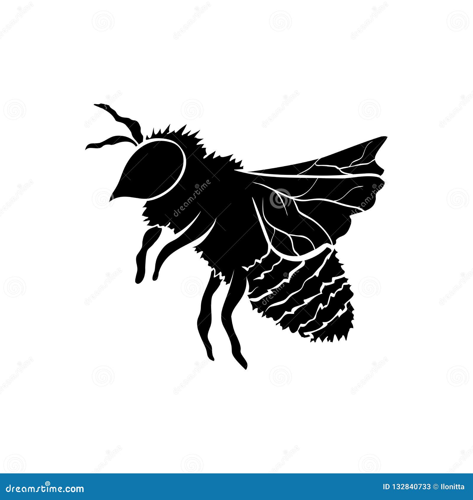 Download Black Vector Silhouette Of Honey Bee Stock Vector ...