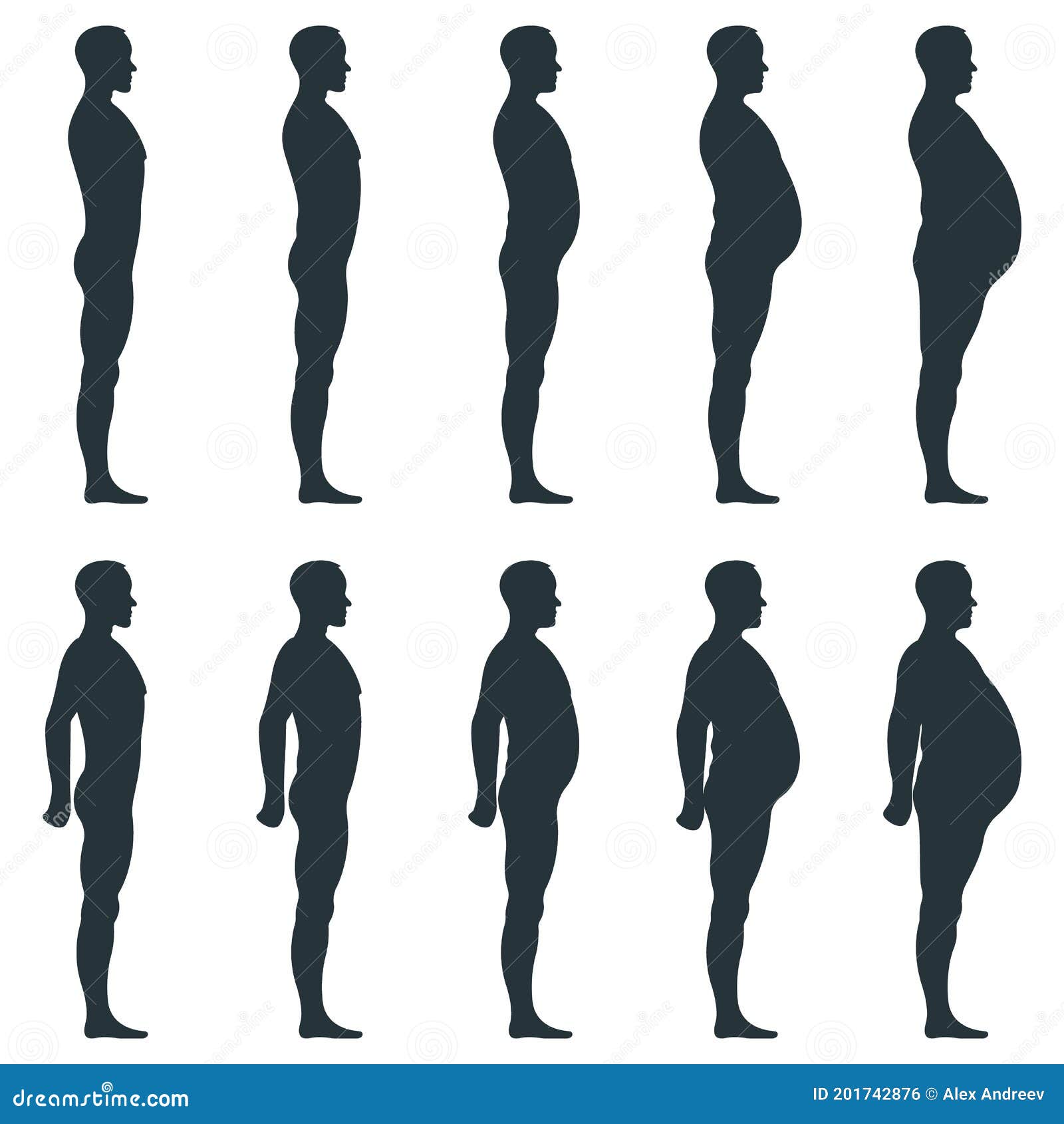 Black View Side Body Silhouette, Fat Extra Weight Male Anatomy Human ...