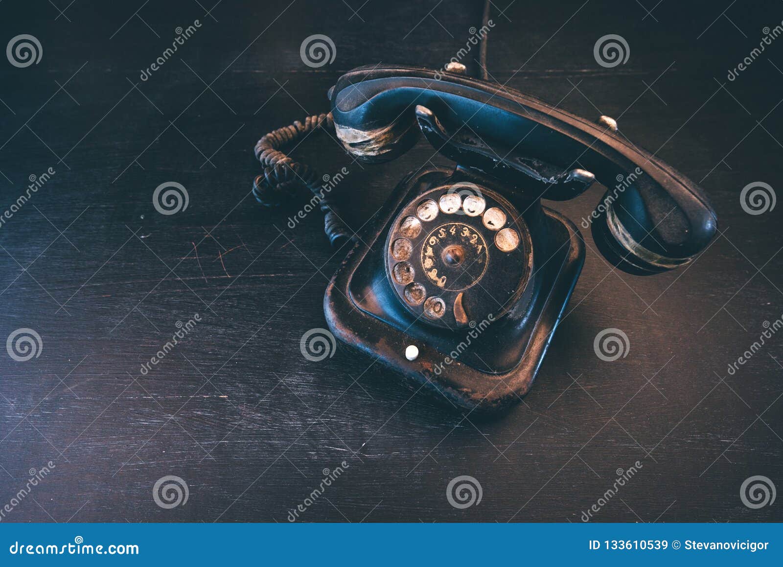 Black Vintage Landline Telephone Stock Image - Image of phone, aged ...