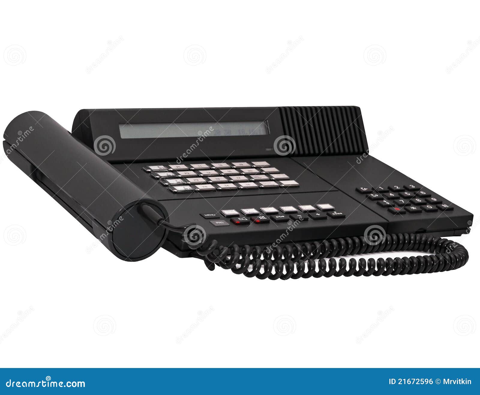 Black Vintage Office System Phone Isolated Stock Photo Image of