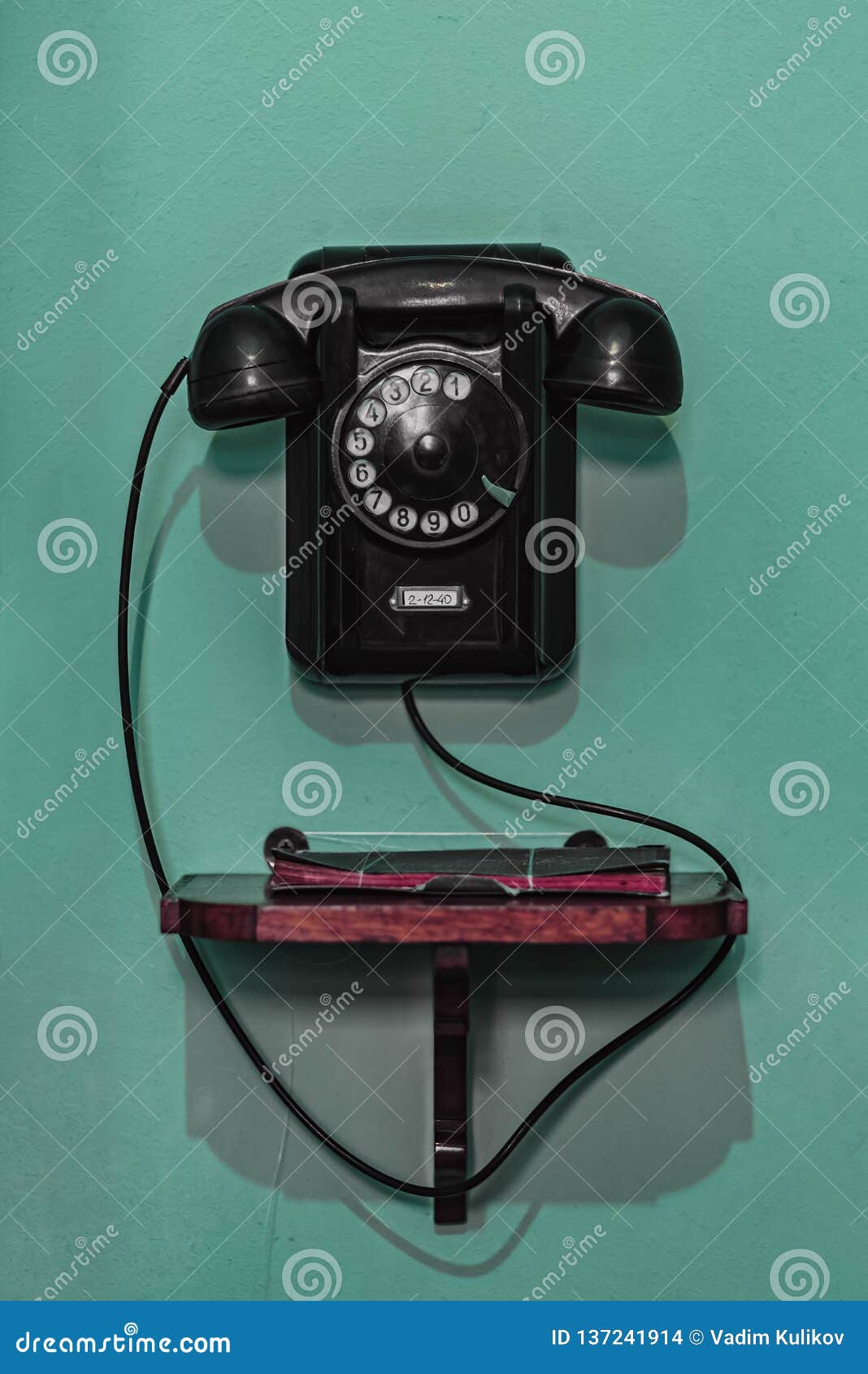 Black Vintage Phone Hanging on the Wall Stock Photo Image of talk