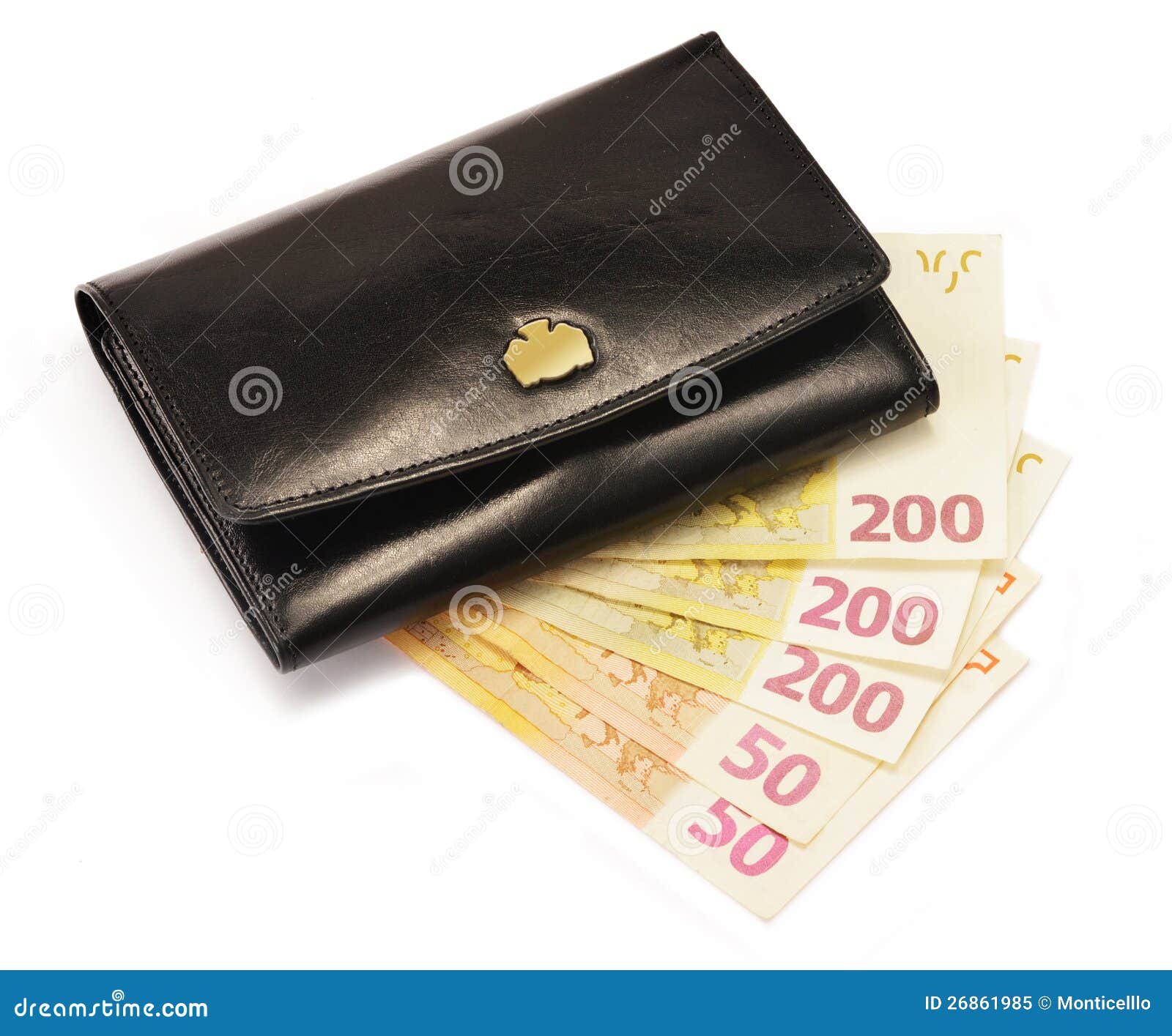 Black Wallet and Euro Banknotes Isolated on White Stock Image Image