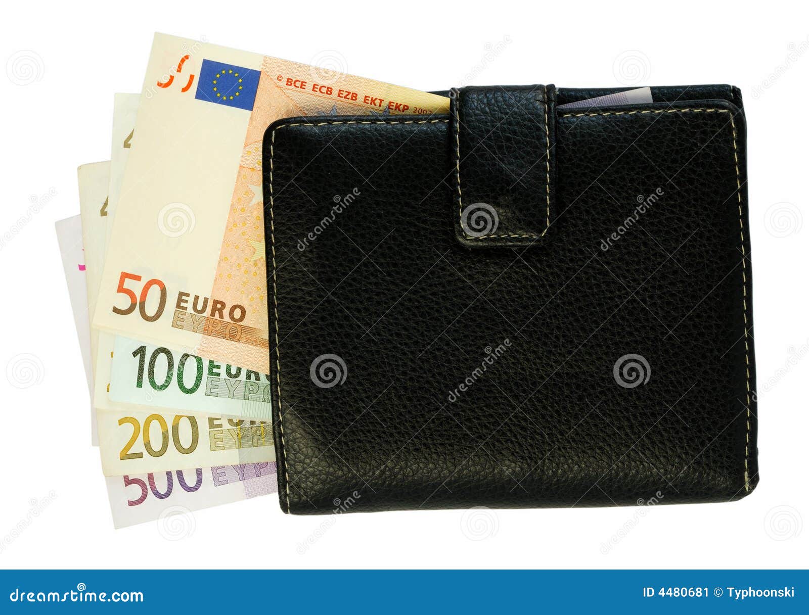 Black Wallet with Euro Notes Stock Image Image of european, paper