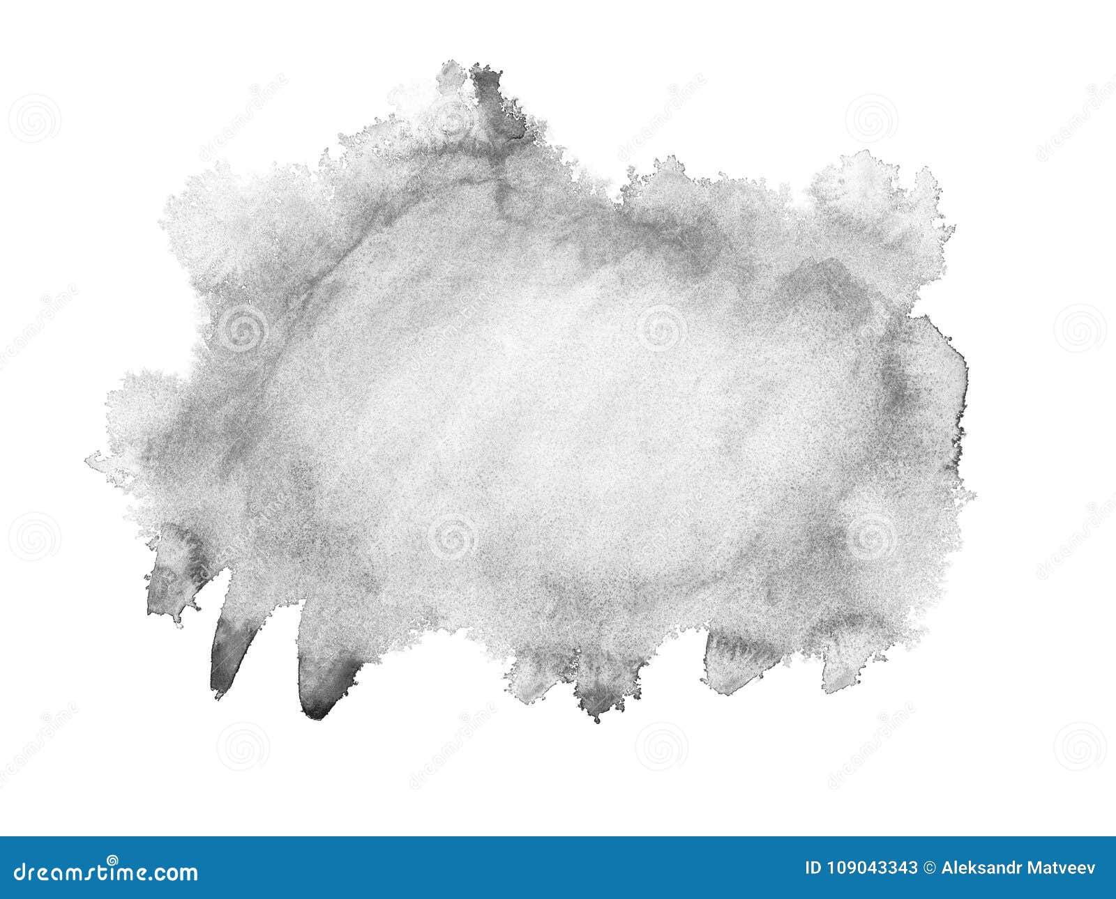 Black Watercolor Hand Drawn Isolated Wash Spot On White Background