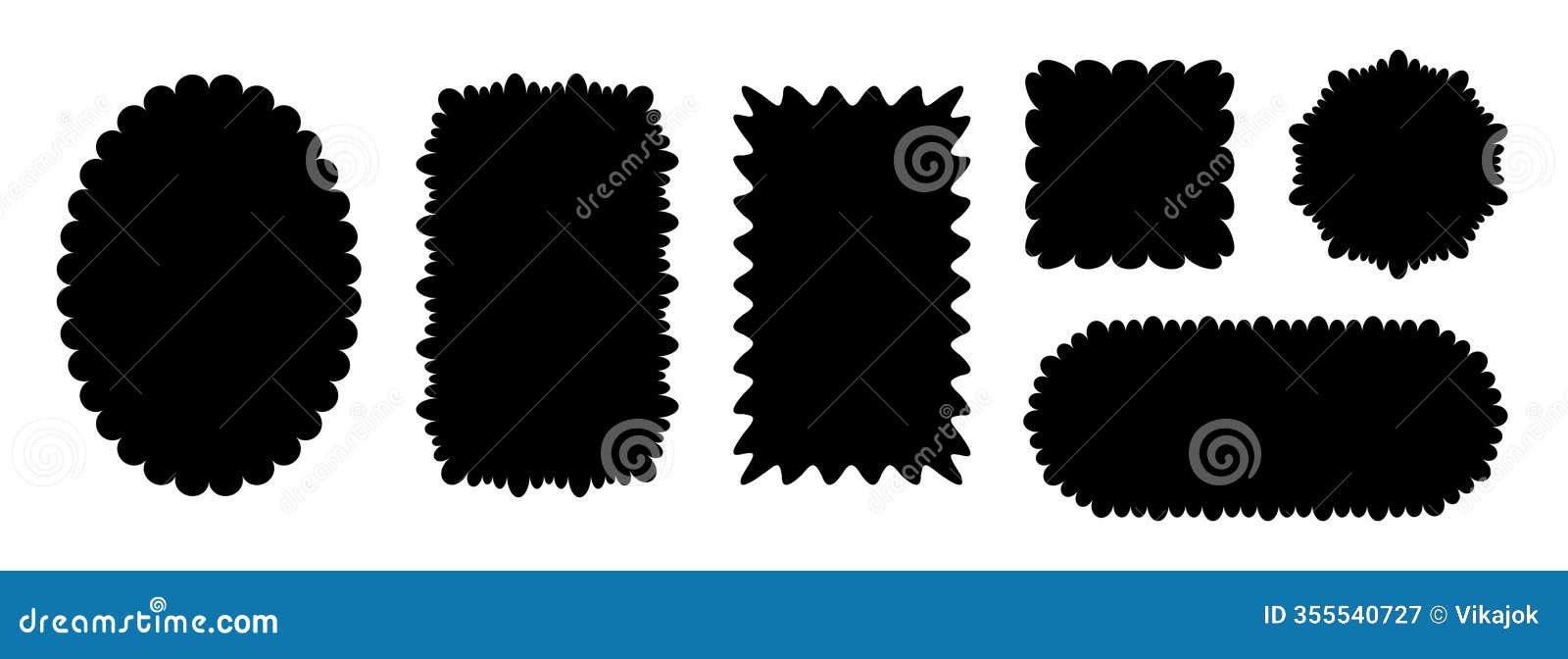 black wave edge frame collection. jagged scalloped border  set. wavy undulate graphic  templates for