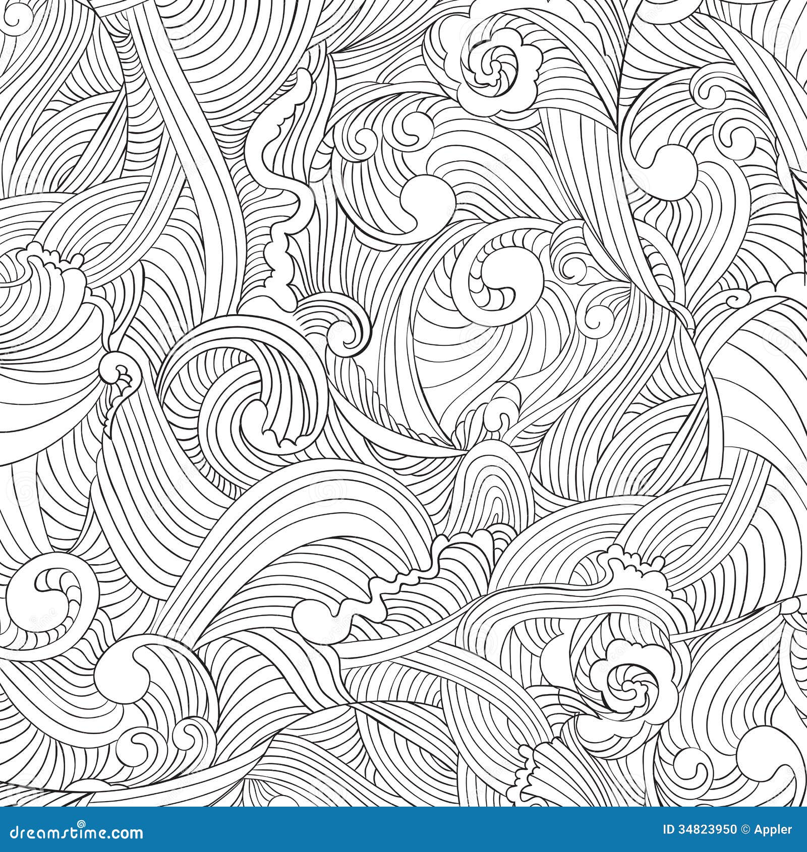 Black waves at white paper stock illustration. Illustration of tile ...