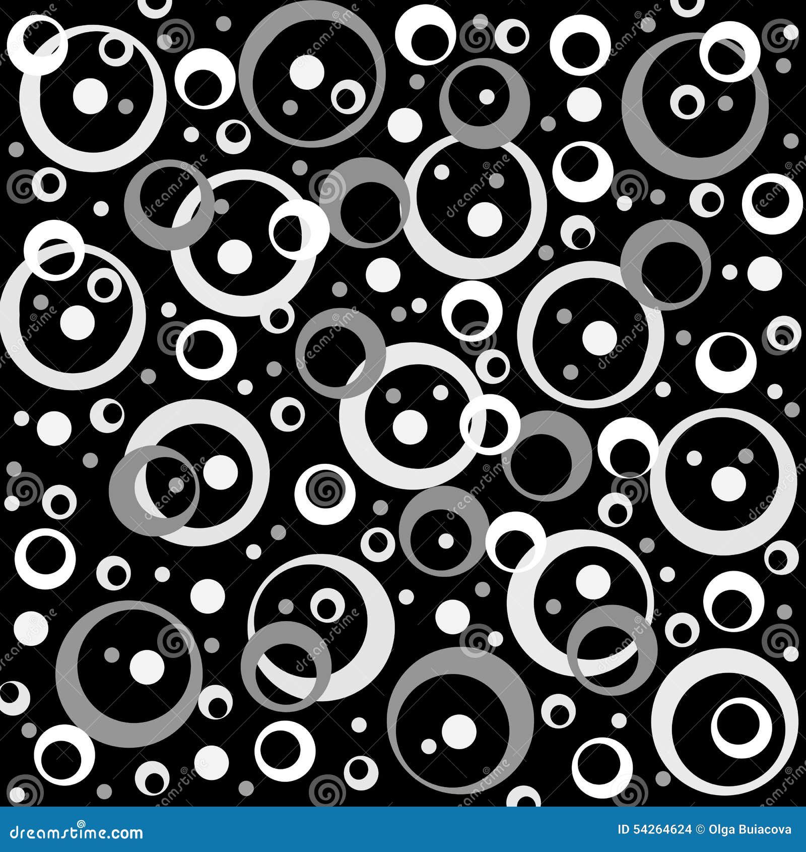Black and White Abstract Background with Black and White Circles Stock