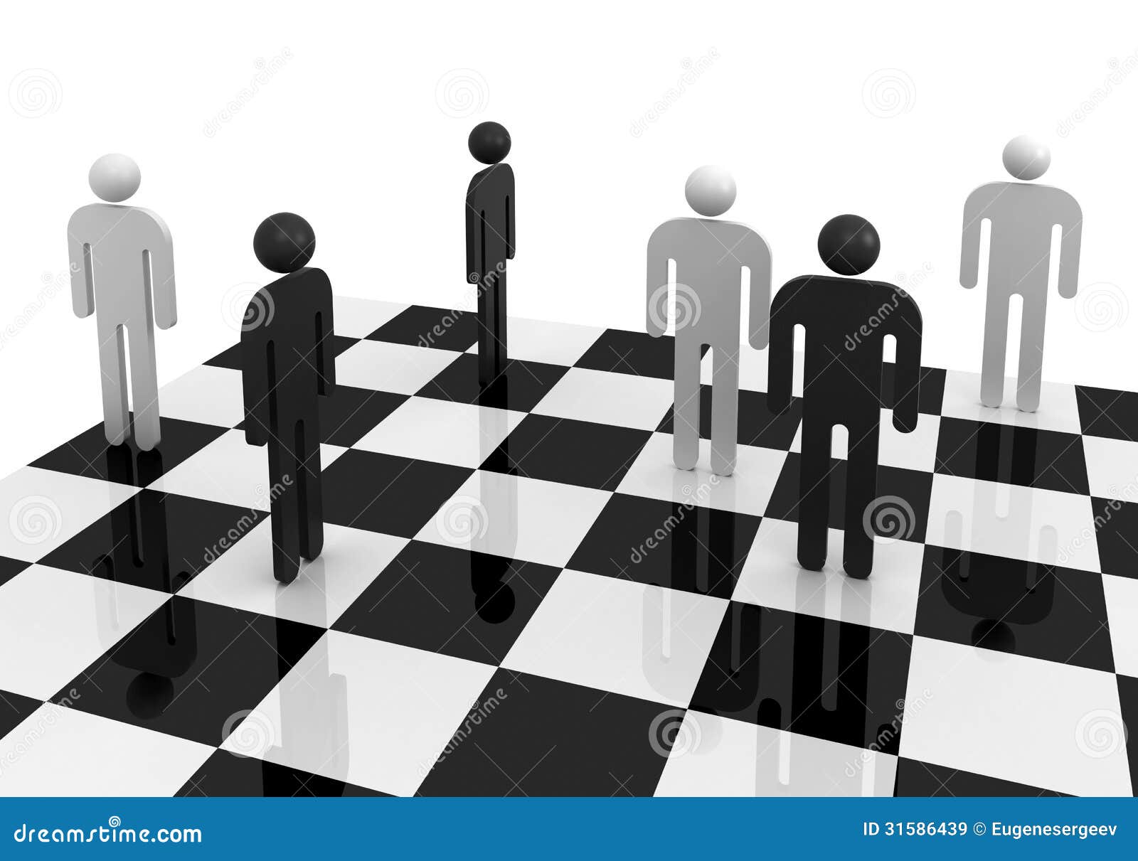 Black and White Abstract People on Chessboard Stock Illustration ...