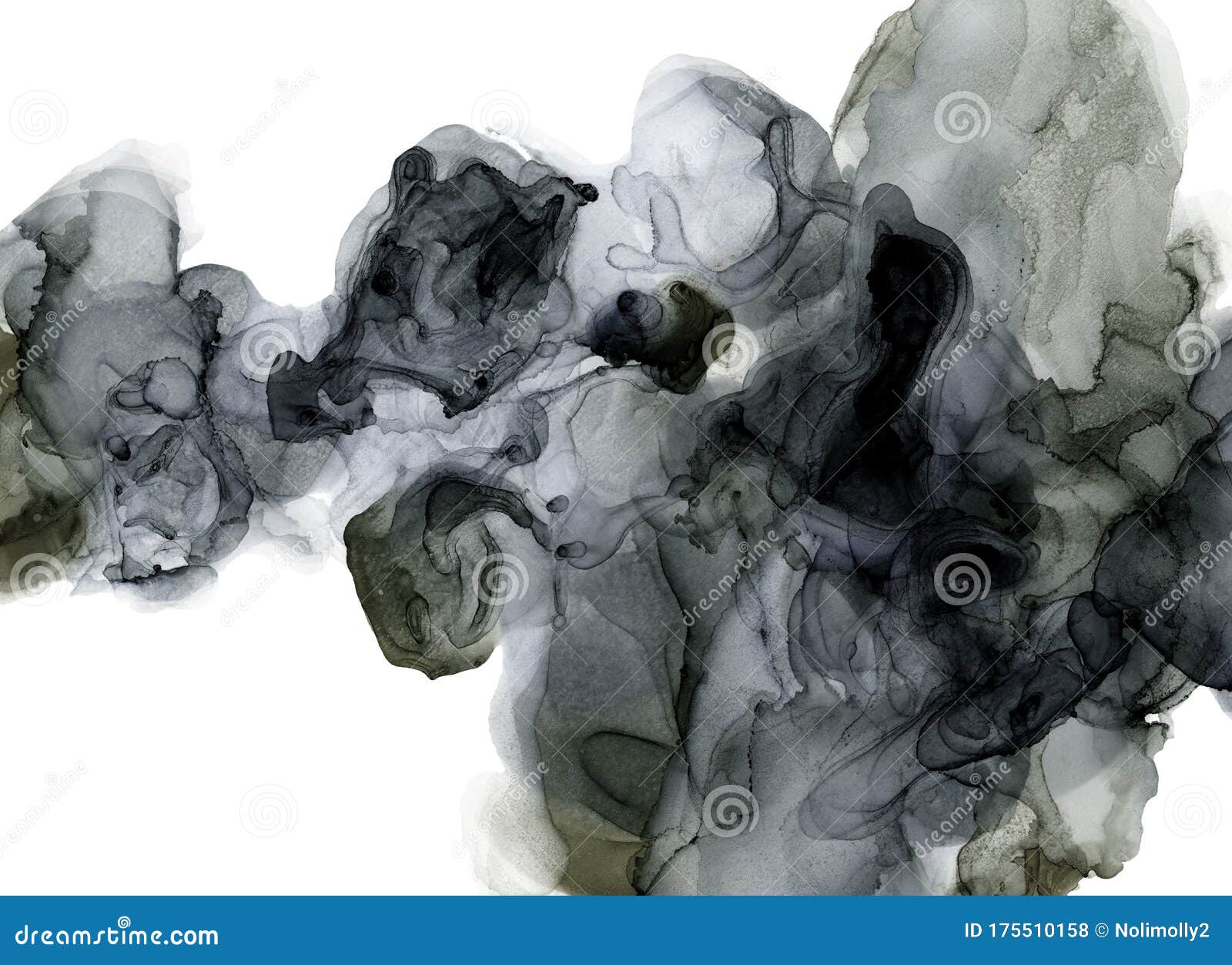 black and white alcohol ink abstract monochrome background, splashes and stains, painting hand drawing