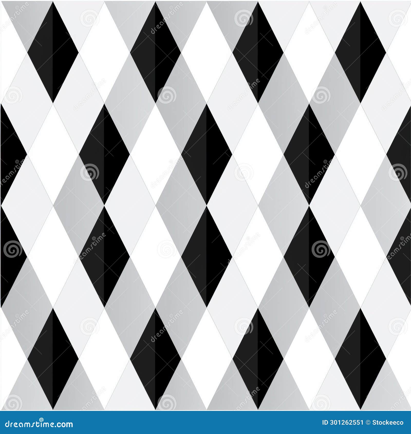 black and white argyle pattern: unmodulated color with mismatched patterns