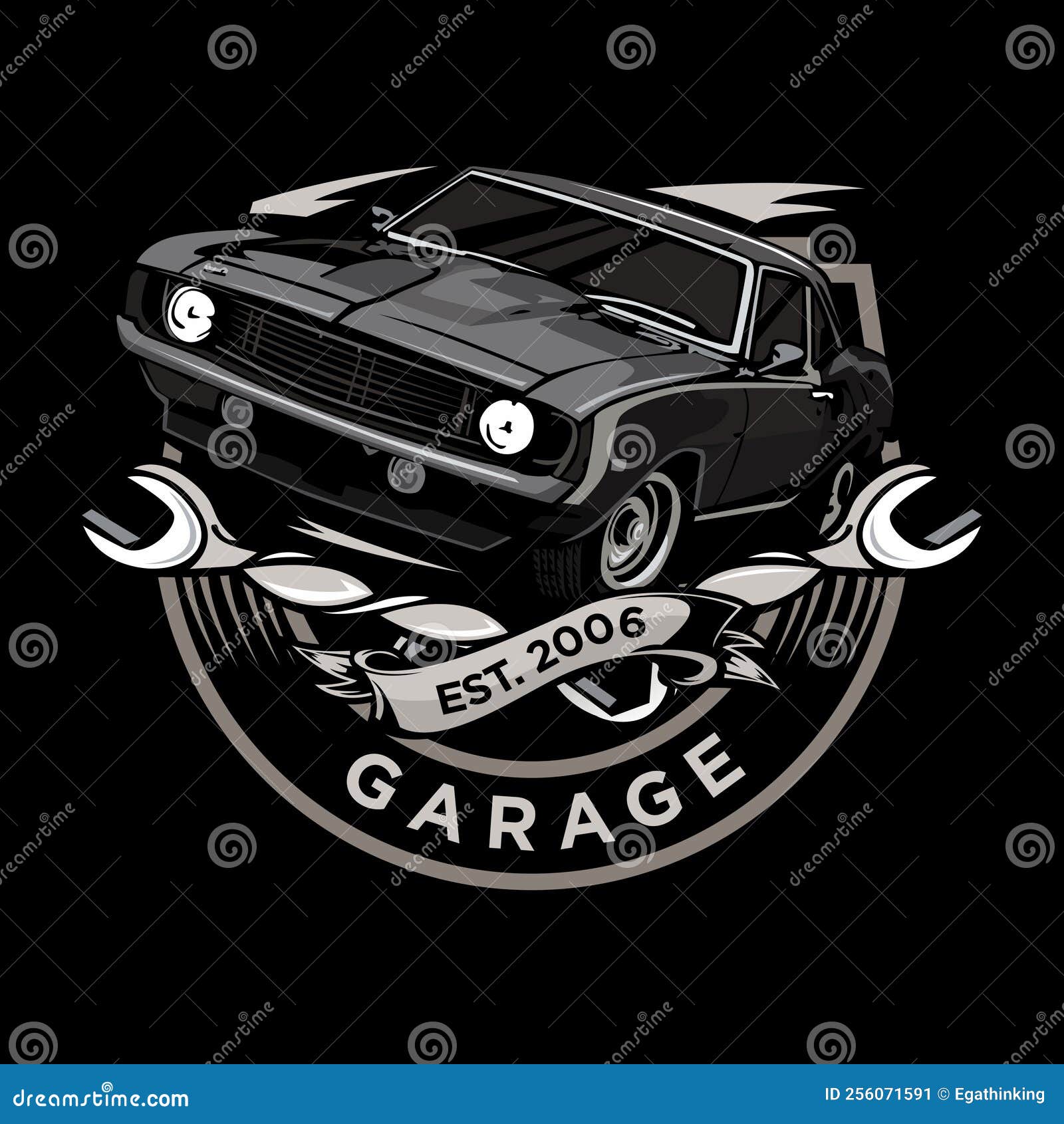 Black and White Auto Repair Shop Vector Logo Stock Illustration Illustration of vector, wheel