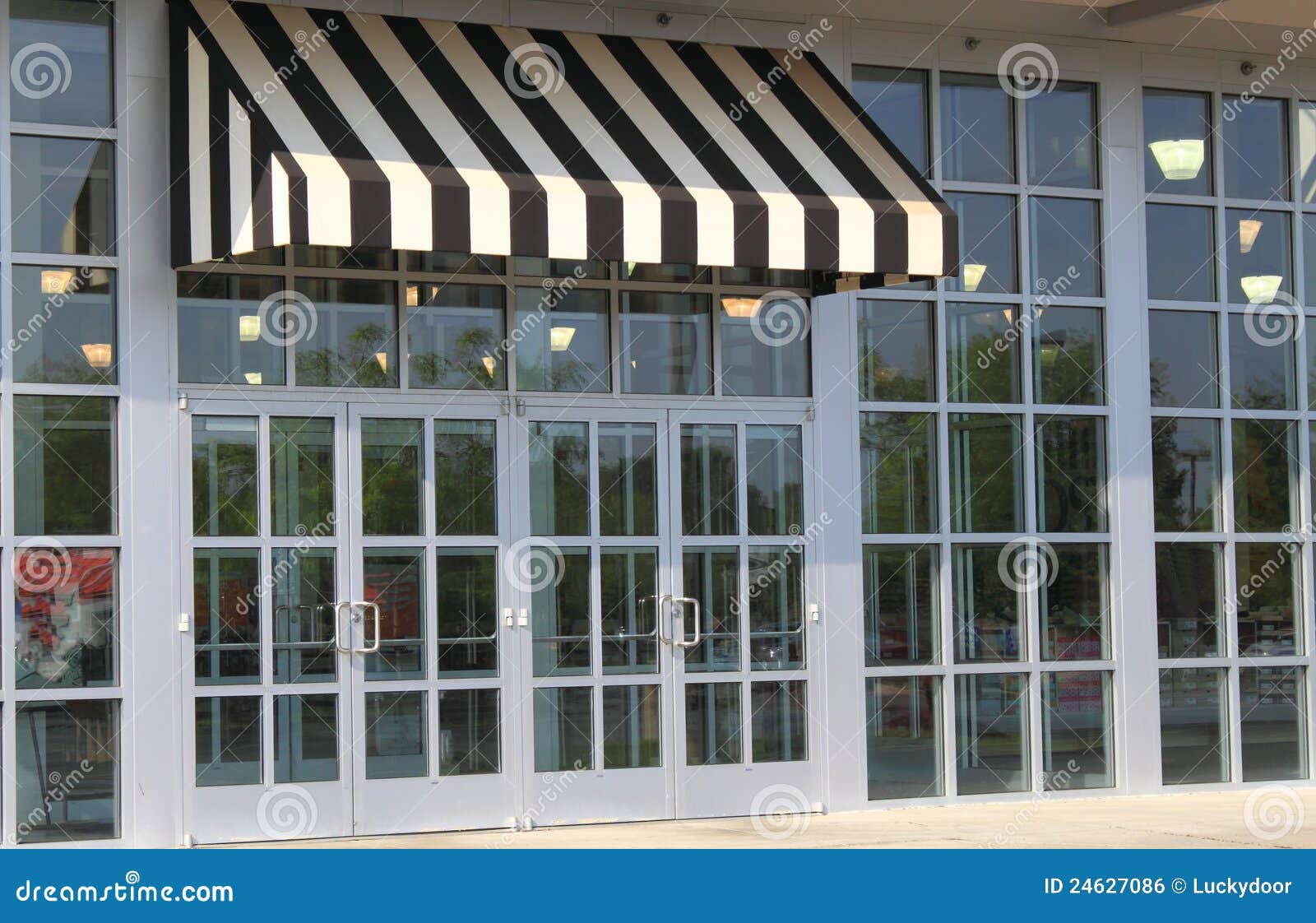 black and white awning