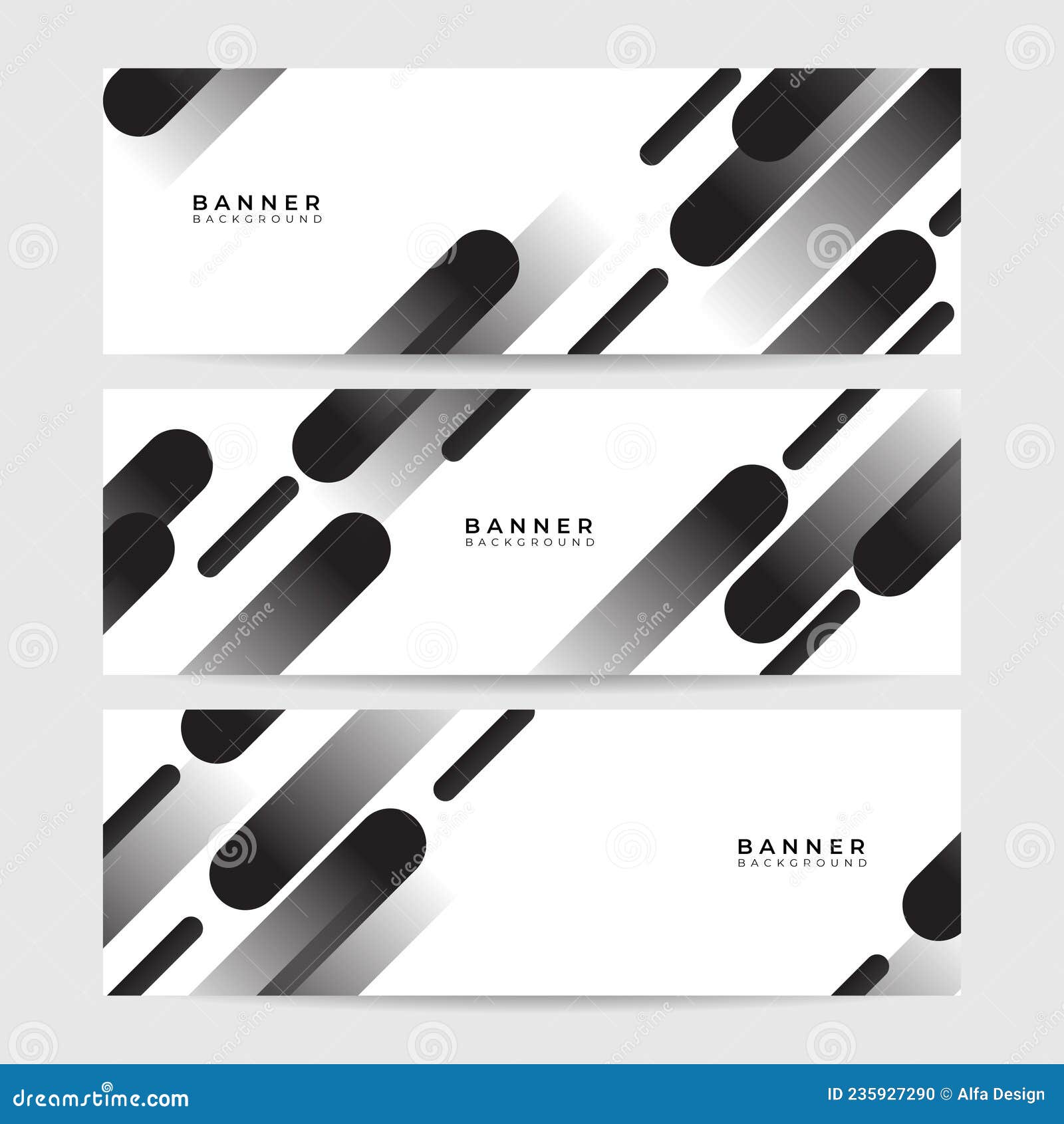 Black White Banner. Vector Abstract Graphic Design Banner Pattern