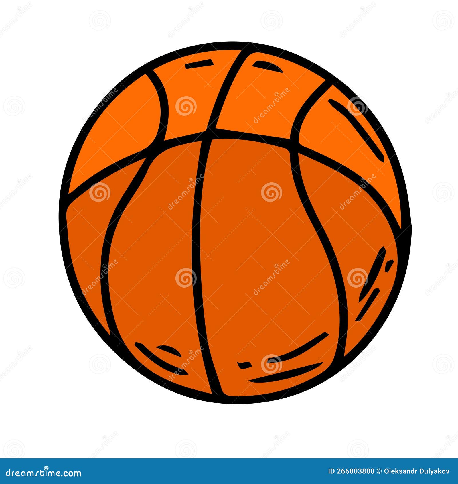 Black and White Basketball Ball Outline Vector Icon Isolated Stock