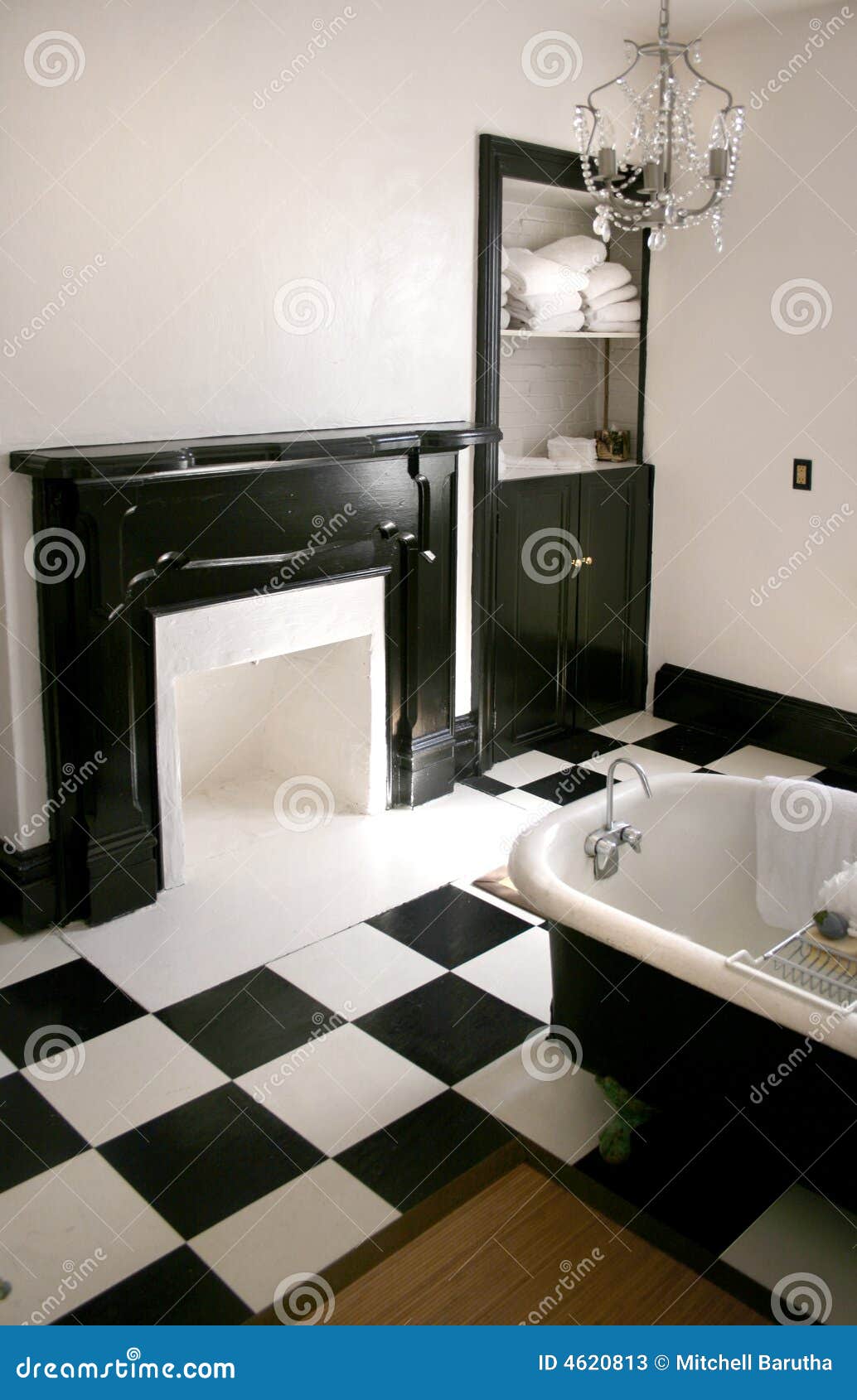 Black and White Bathroom with Tub Stock Image Image of black, soaking