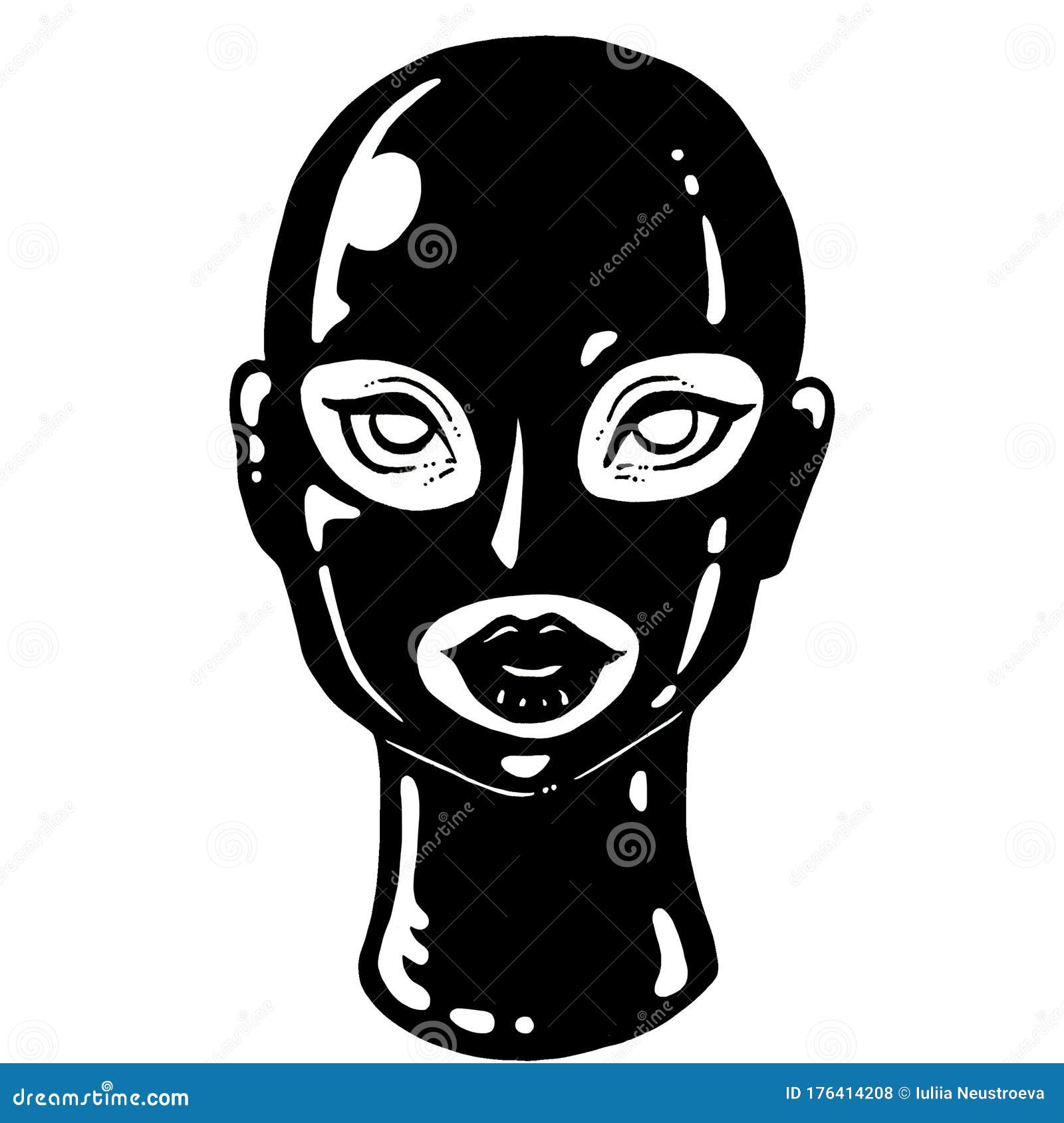Latex Sex Bondage Art Drawing - Black and White BDSM Vintage Ink Woman in Latex Mask Illustration Stock  Illustration - Illustration of provocative, lady: 176414208