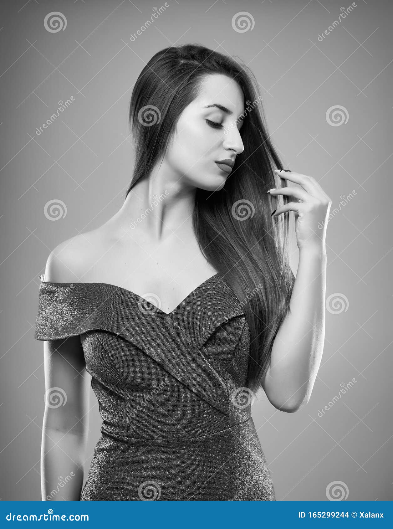 Black and White of a Beautiful Young Woman Stock Photo - Image of ...