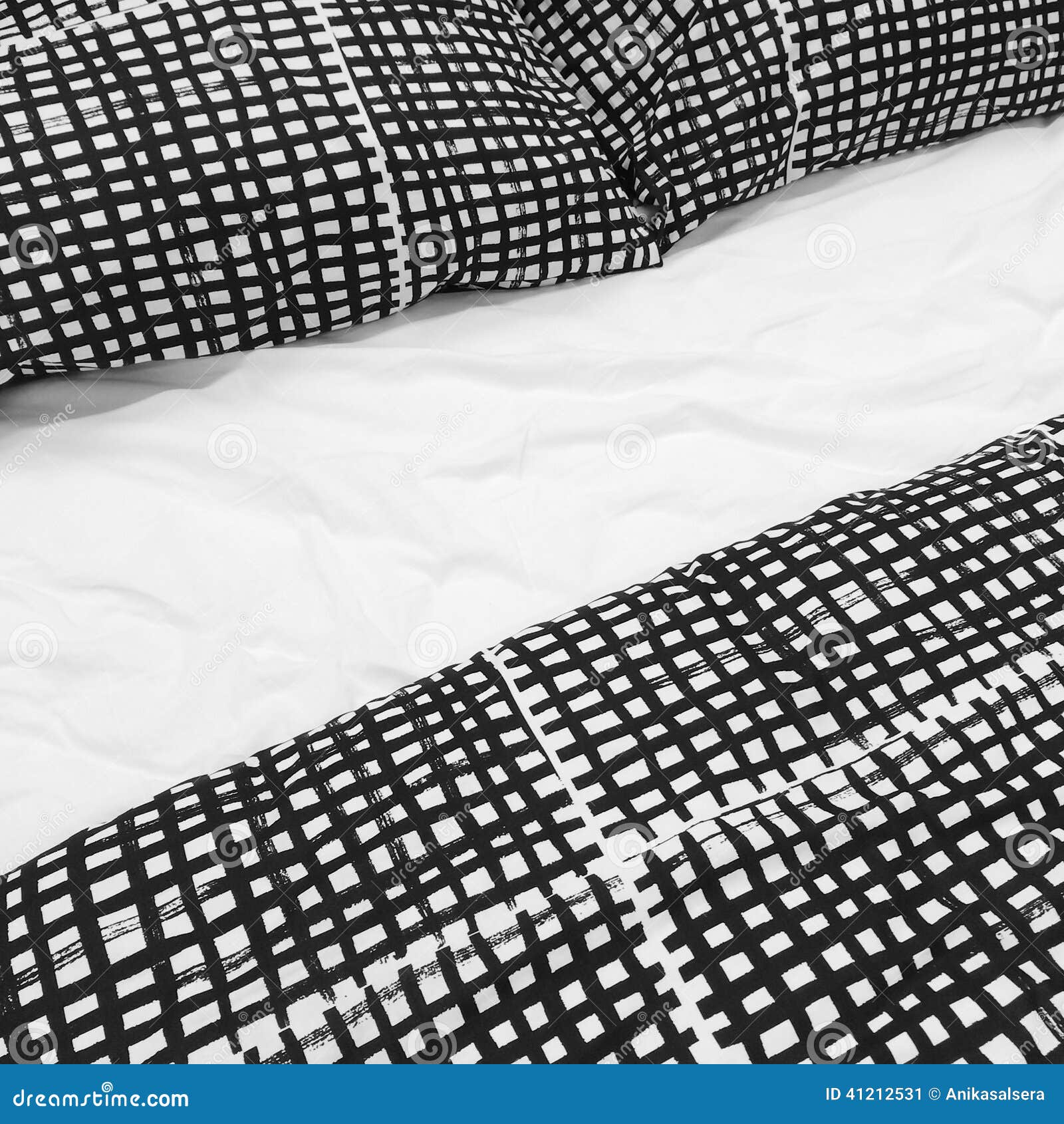 Black and White Bed Linen with Pillows Stock Image Image of case