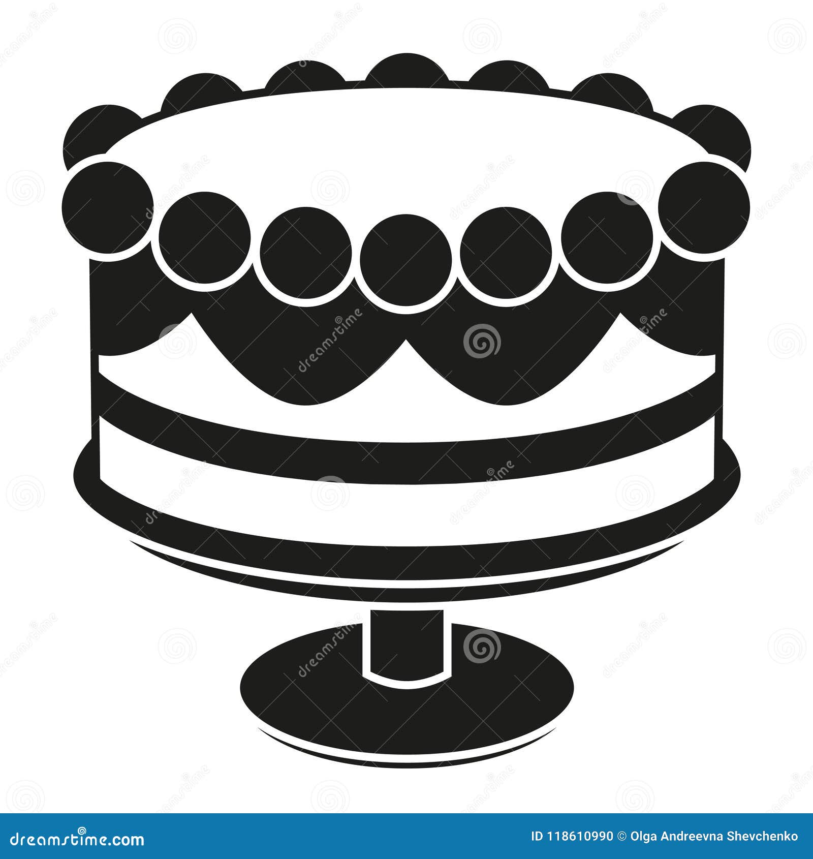 Download Black And White Birthday Cake On Stand Silhouette Stock ...