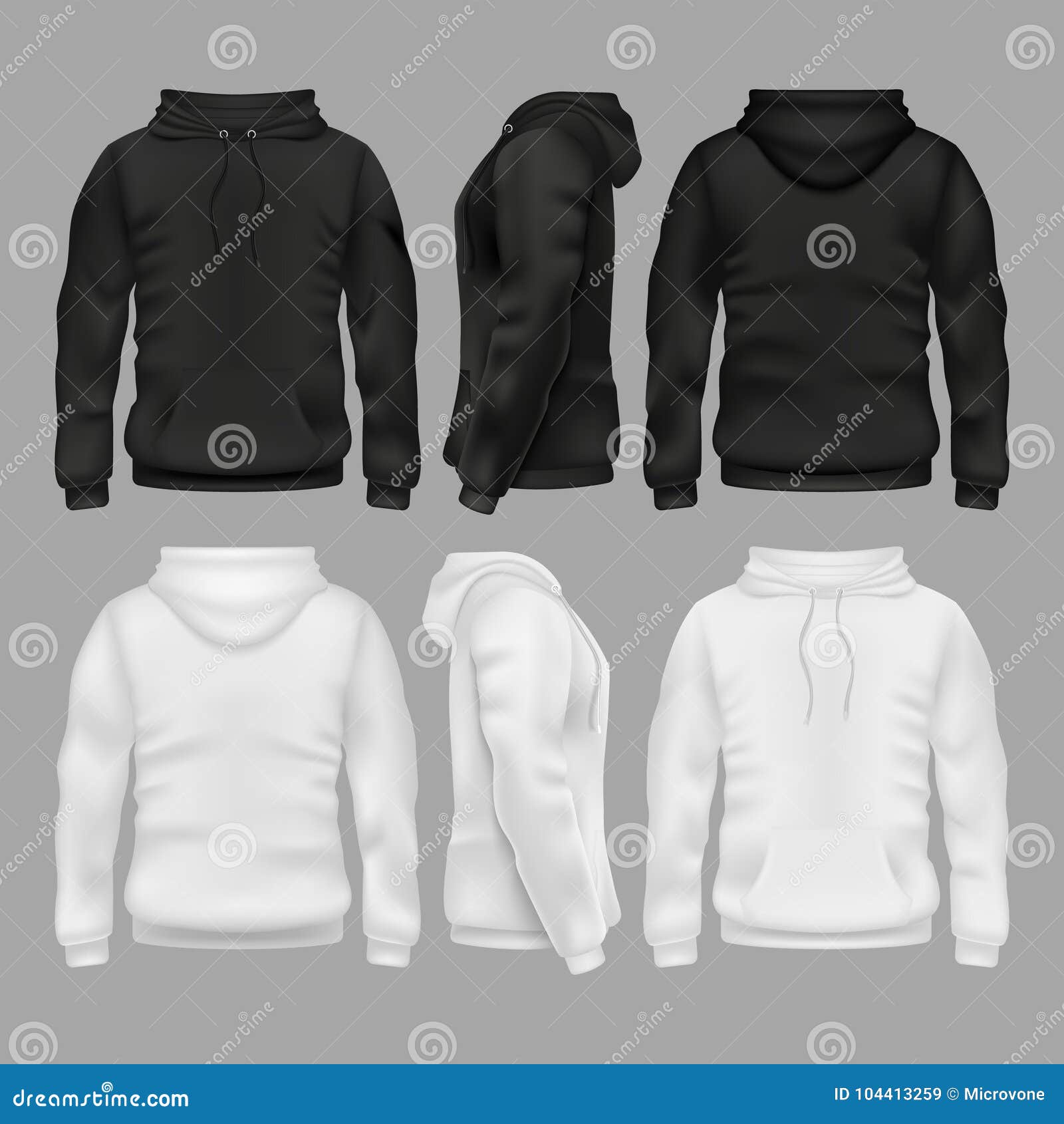 Black and White Blank Sweatshirt Hoodie Vector Templates Stock For Blank Black Hoodie Template