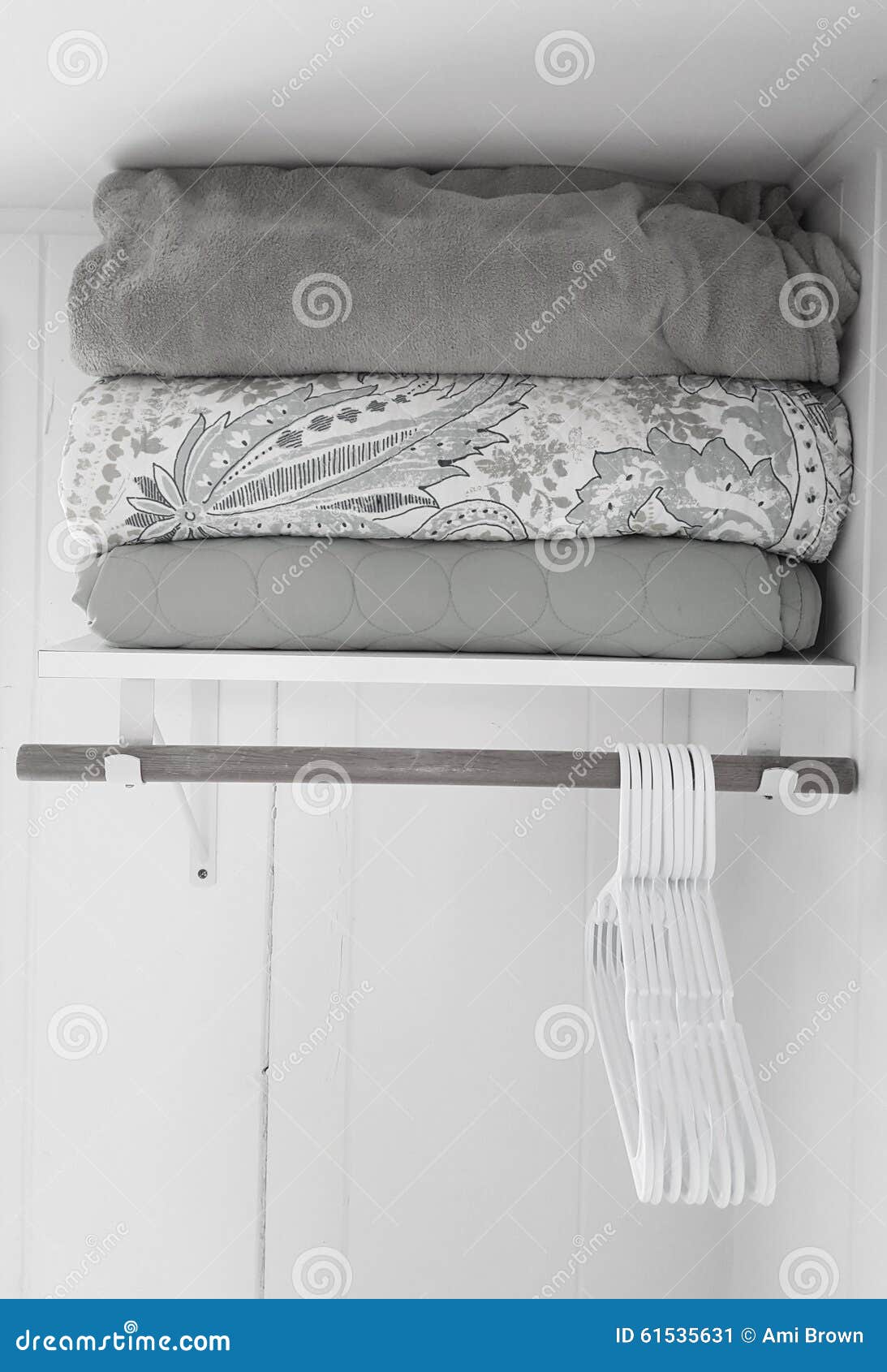 Black and White Blankets on Shelf Stock Image Image of covers, sheet