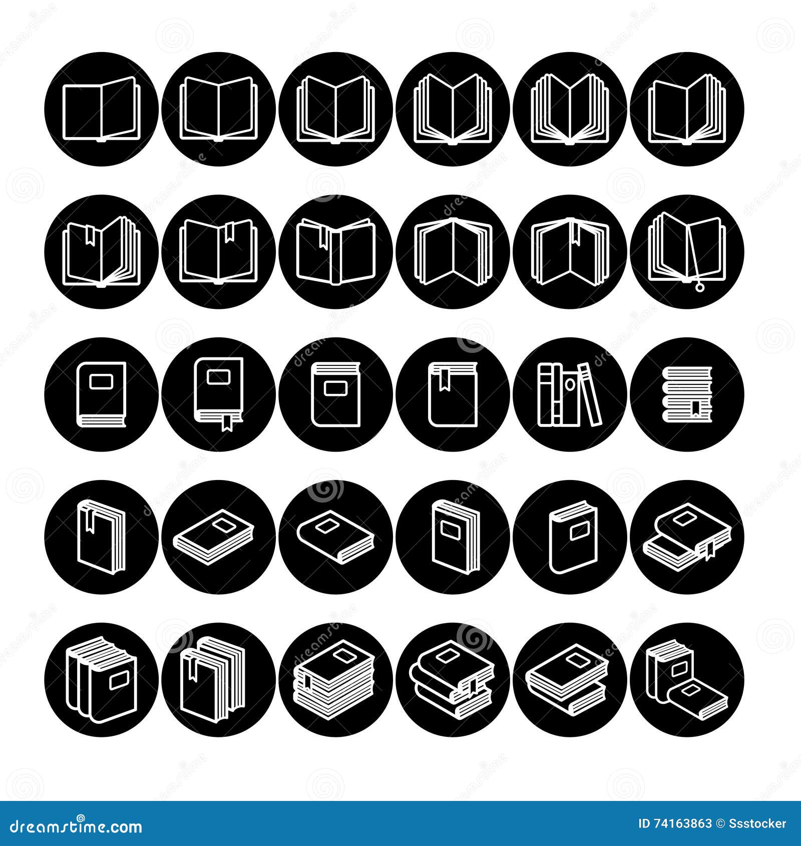 Black and white books set stock vector. Illustration of abstract 74163863
