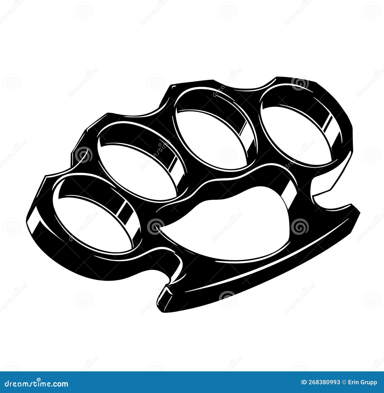 Black and White Brass Knuckle Weapon Vector Illustration Stock