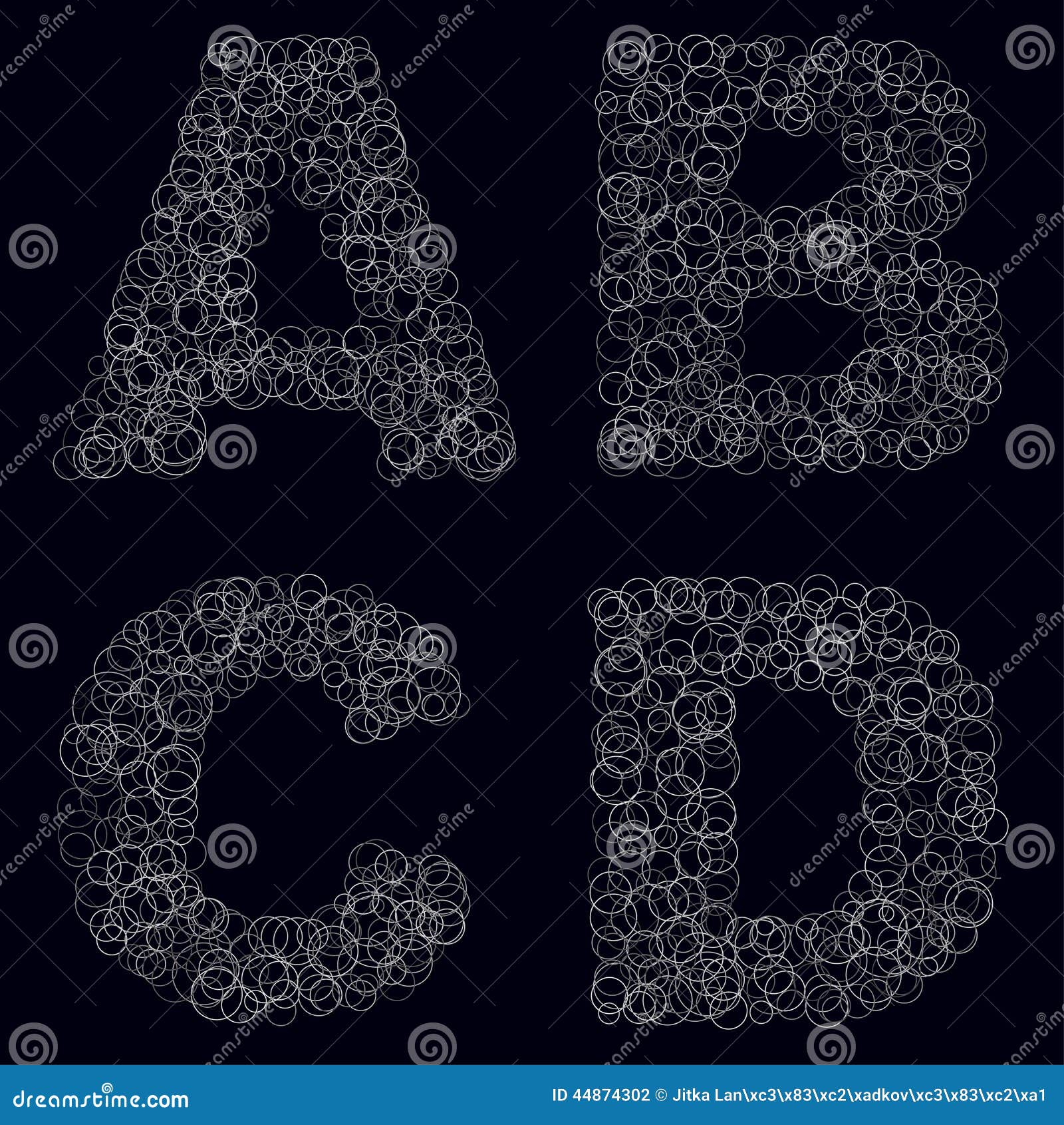 Black and White Bubbles Alphabets Stock Illustration - Illustration of