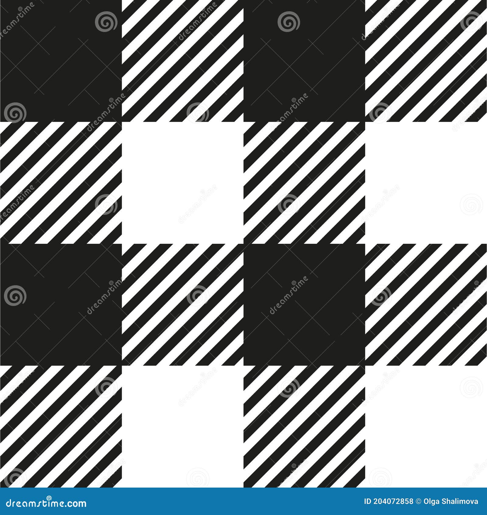 Black and White Buffalo Check Plaid Seamless Pattern Classic Style