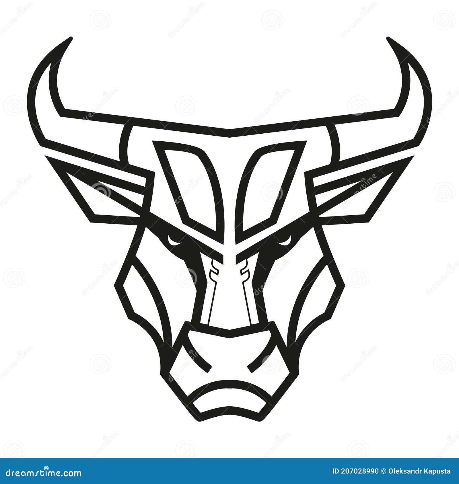 Black and White Bull Head Stencil Stock Vector Illustration of applied, template 207028990