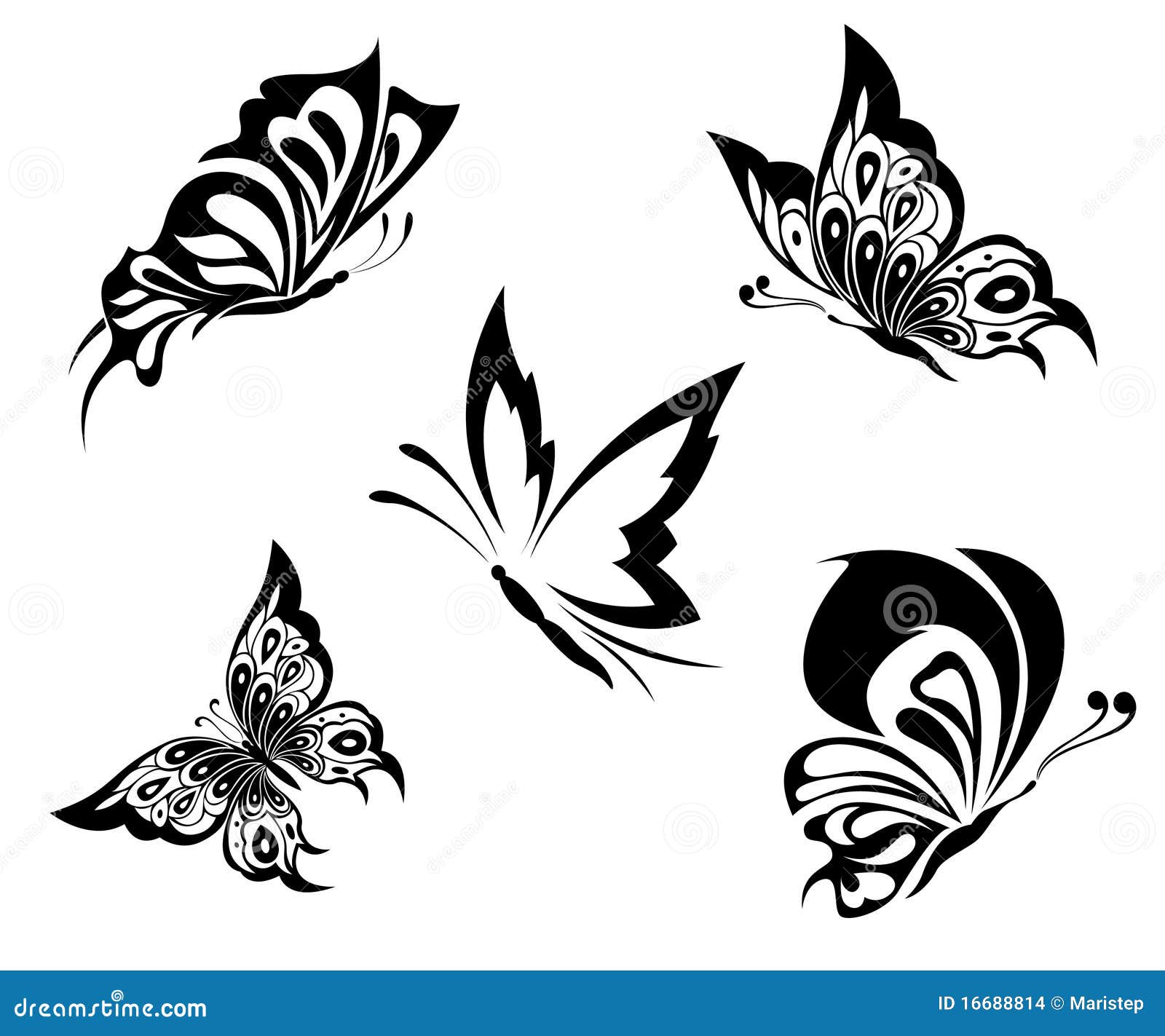 Black White Butterflies Of A Tattoo Stock Images Image 16688814