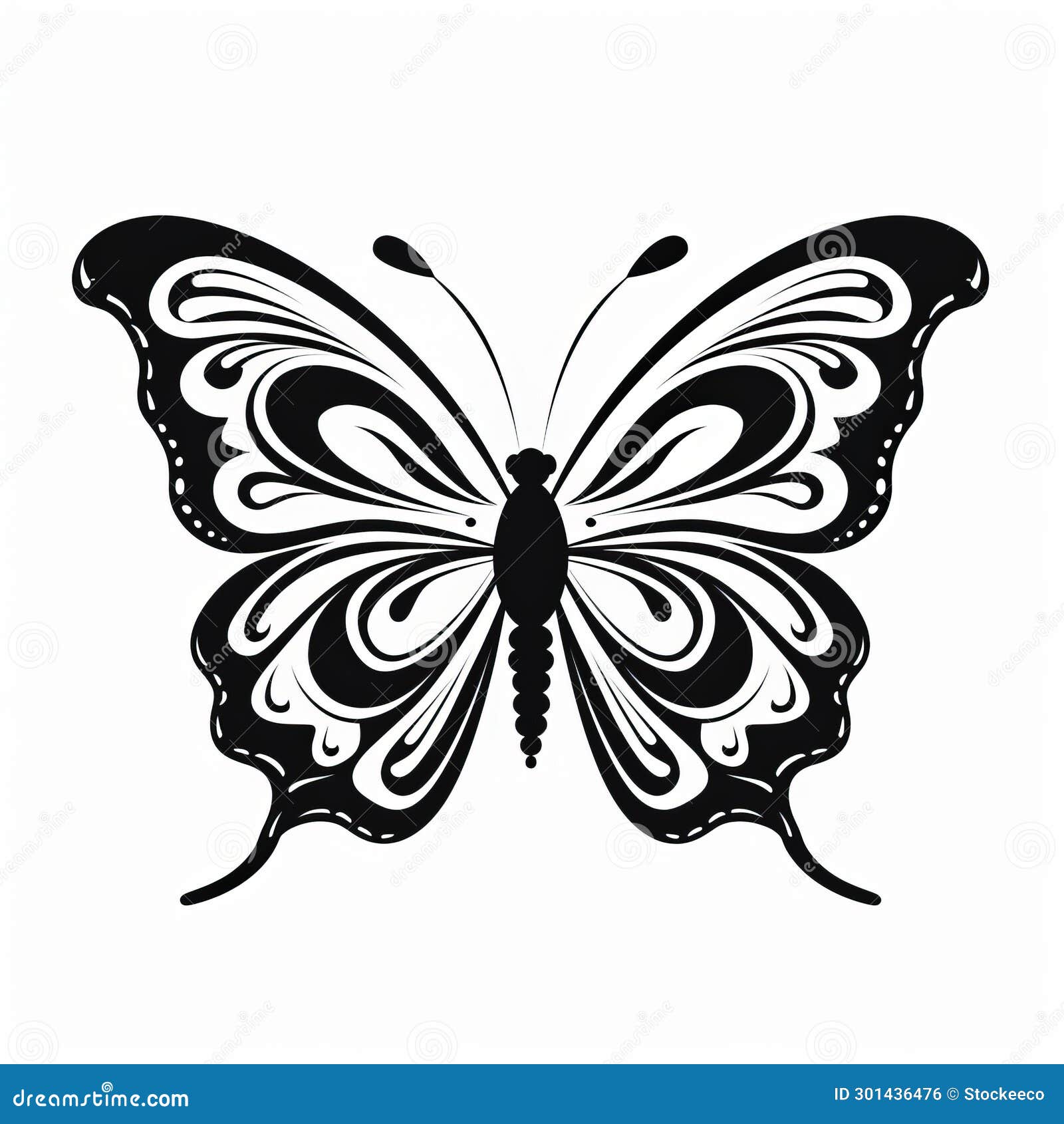 Black and White Butterfly Vector Illustration for Print and  Stock