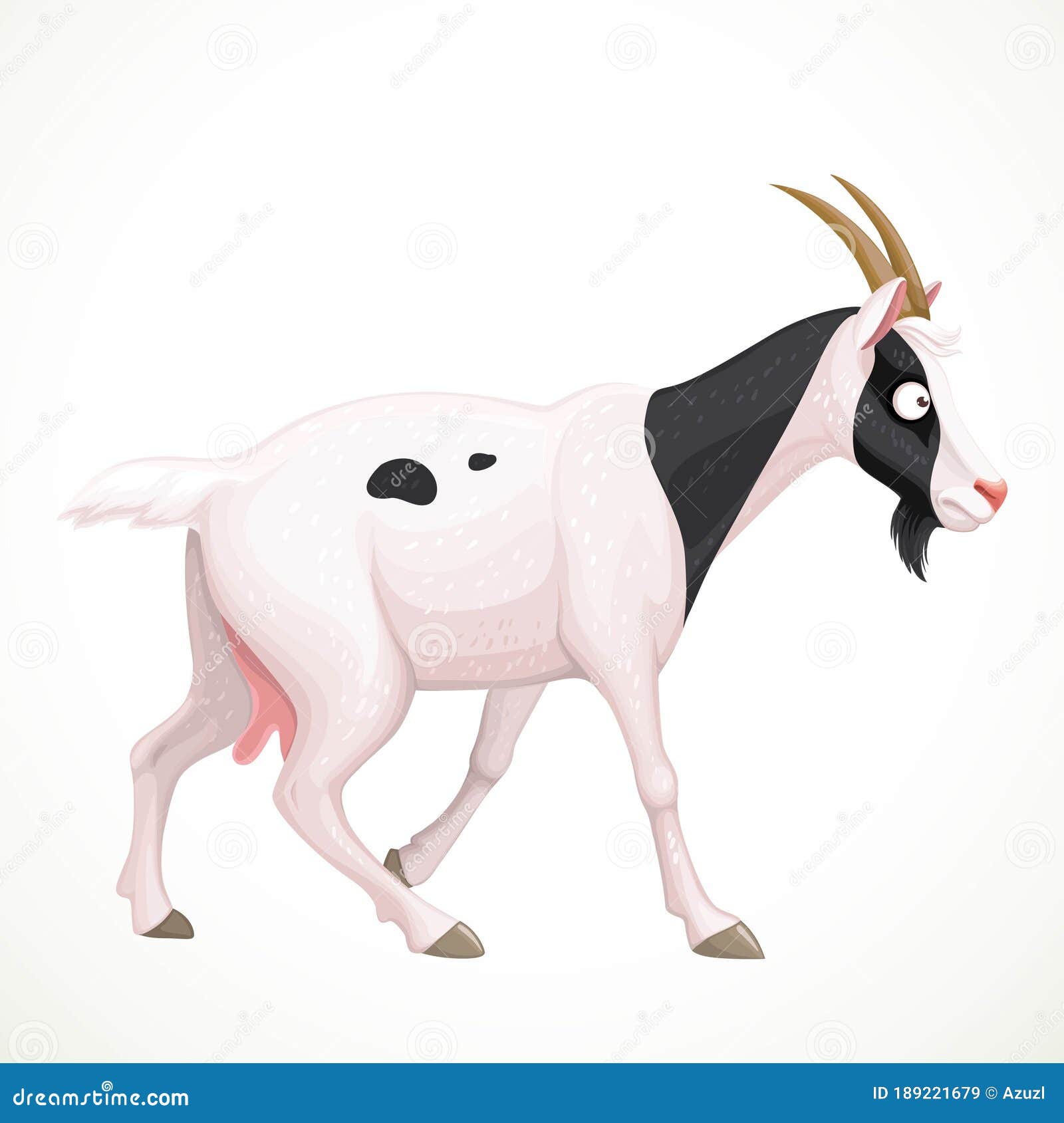 Black and White Cartoon Horned Goat Stock Vector - Illustration of horns,  mammal: 189221679