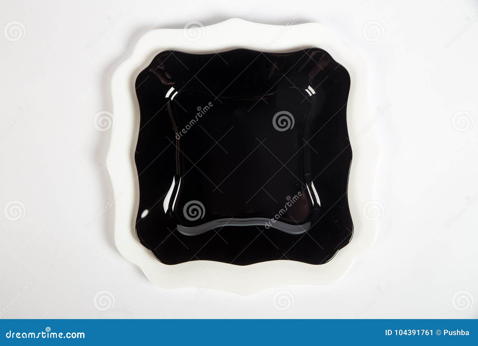 Black and White Ceramic Plates Square Shape Stock Image Image of