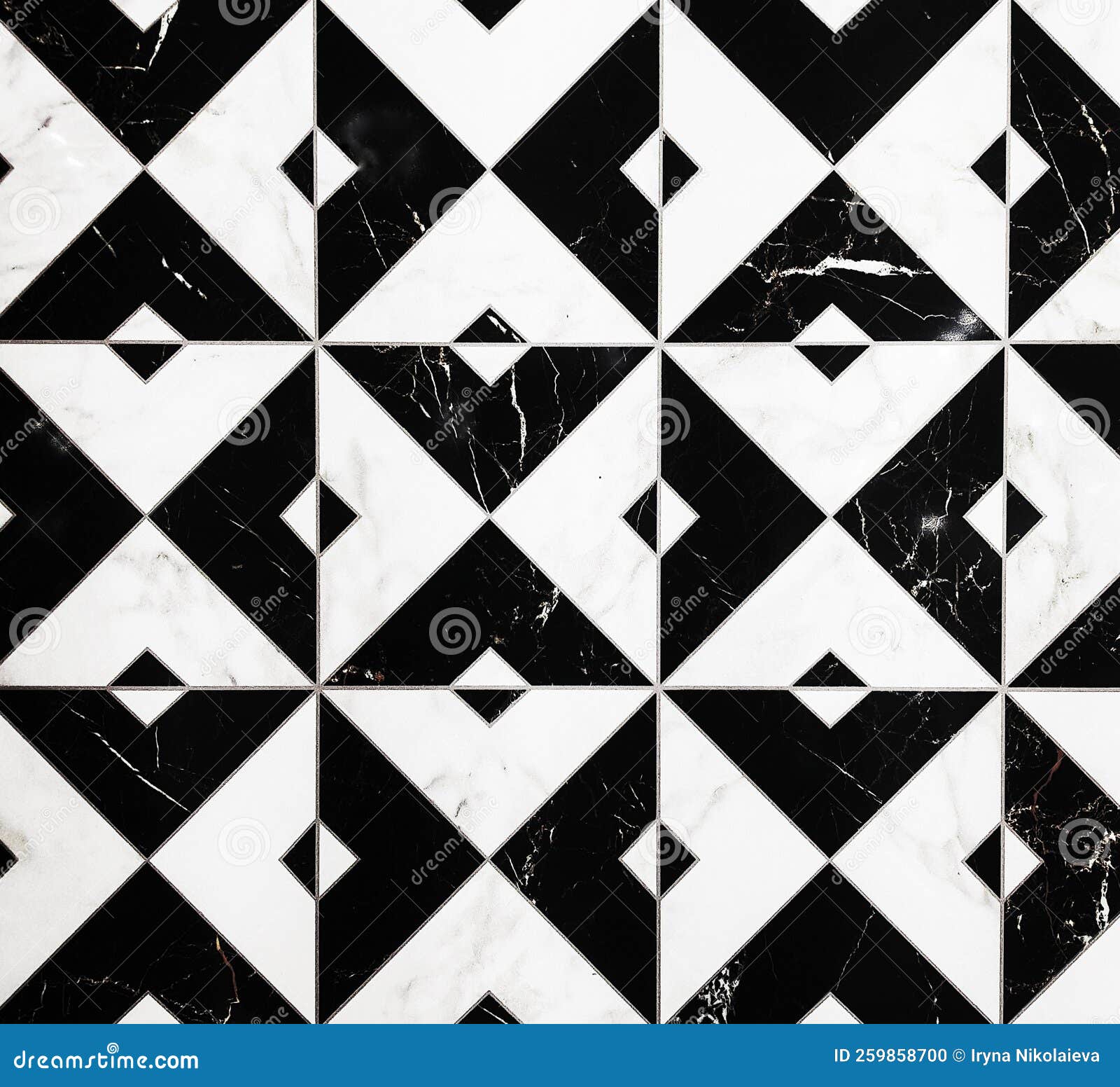 Black and White Ceramic Tiles with Geometric Pattern for Wall and Floor