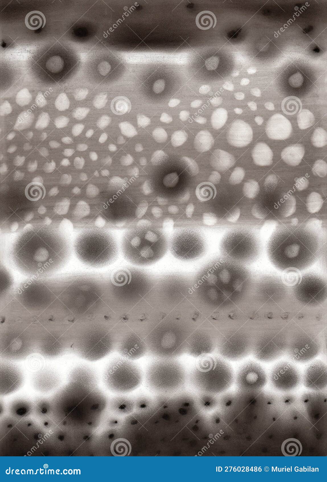 Black and White Charcoal Drawing of Weights, Bubbles and Circles Stock