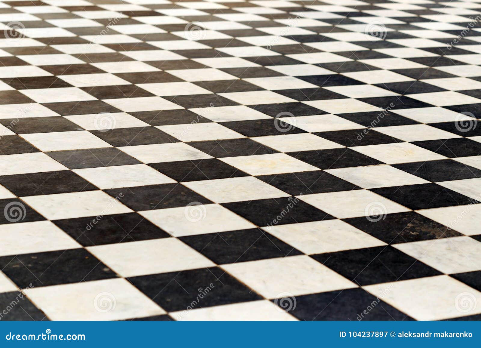 Floor Tiles on a Chessboard. the Perspective is Black and White Stock ...