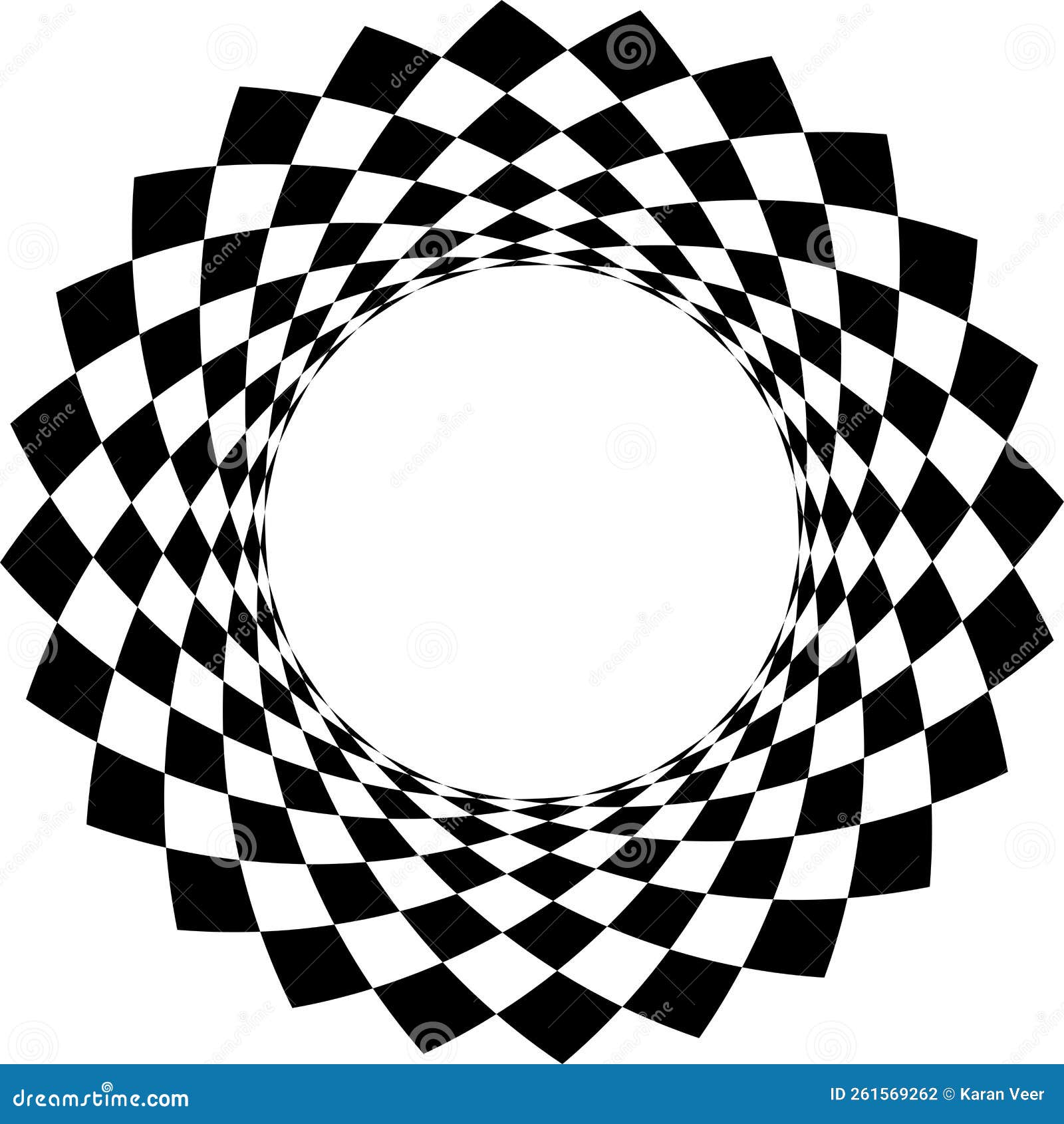 Black and White Checkered Pattern, Round Shaped Design Stock
