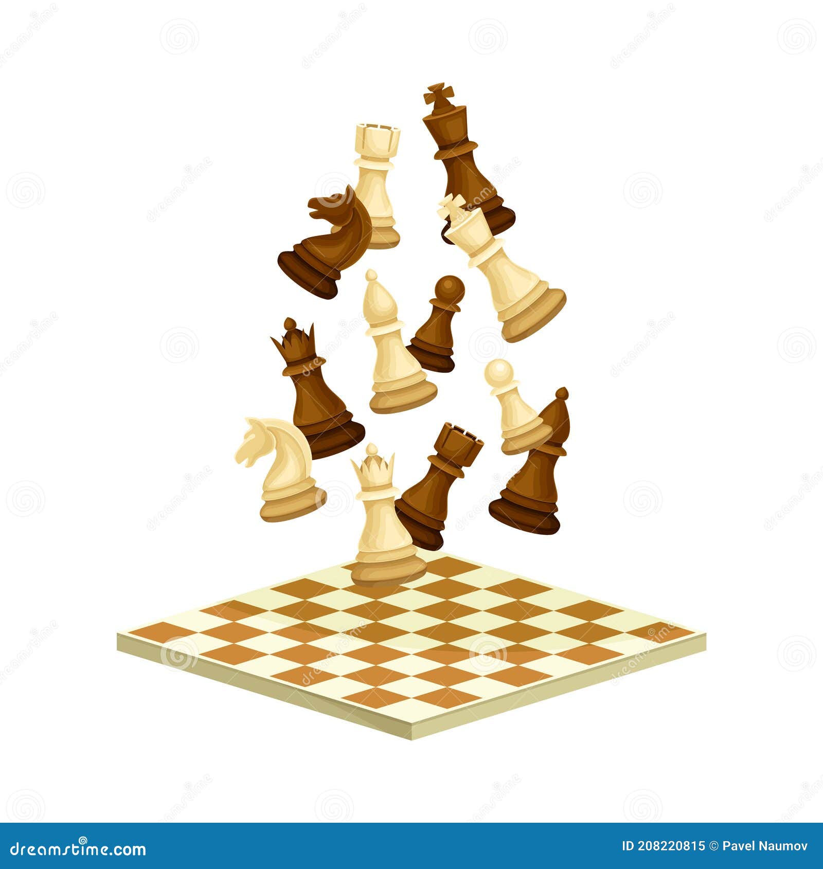 Chess board with piece setup flat clip art Vector Image