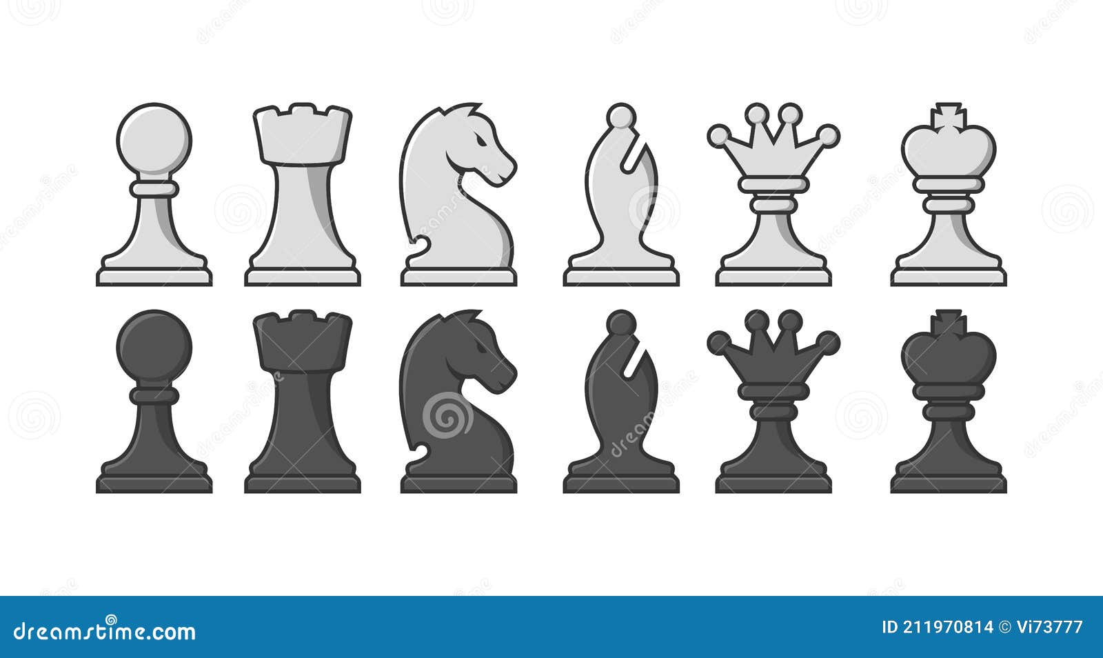 Chess Pieces Silhouette Set Stock Illustration - Illustration of