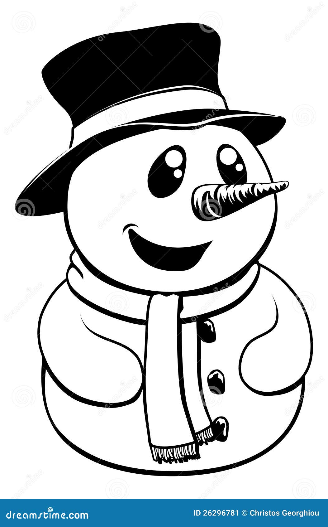 Black and White Christmas Snowman Stock Vector - Illustration of