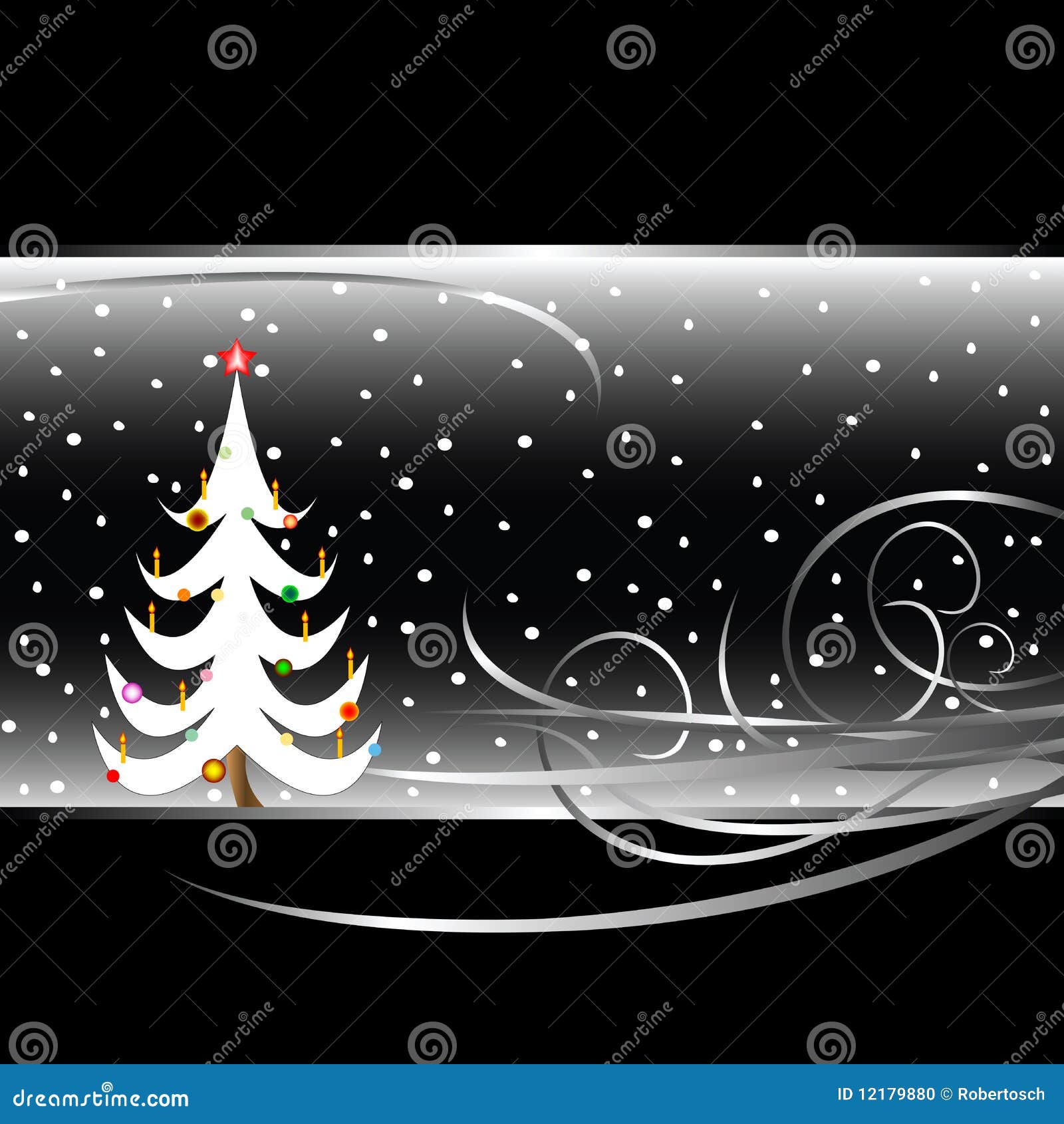 Black and White Christmas Tree Card Stock Vector Illustration of abstract, pattern 12179880
