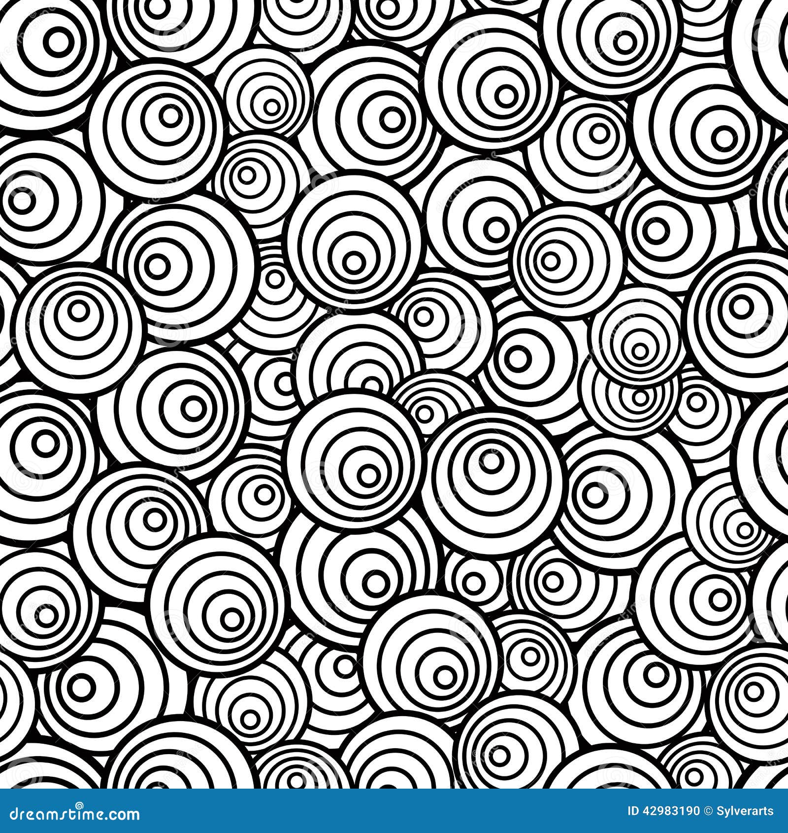 Black and White Circles Seamless Pattern. Stock Vector Illustration