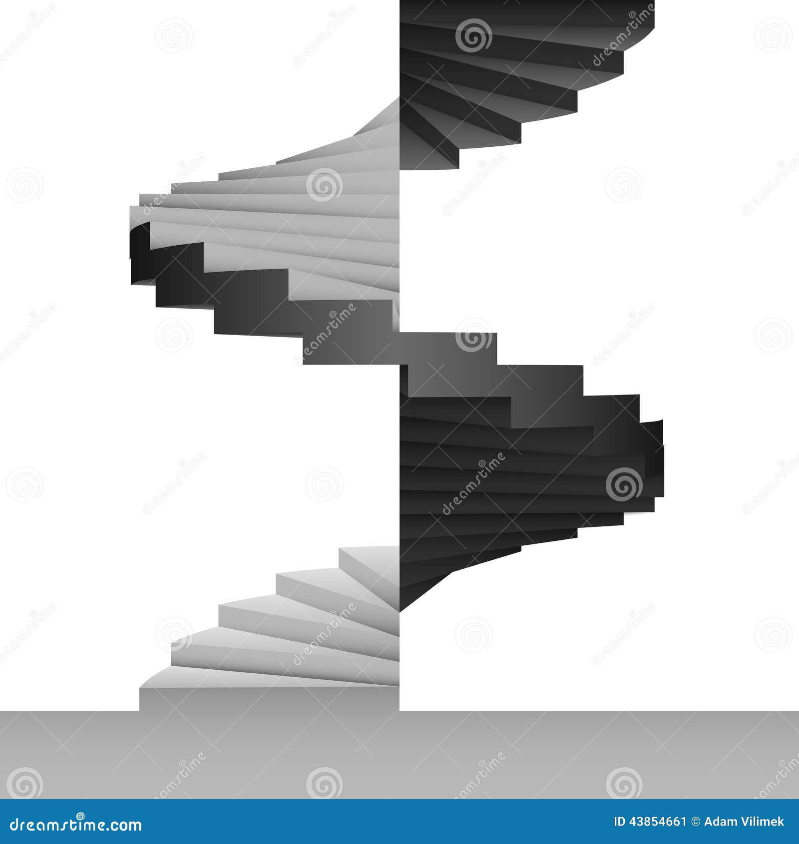 Black and White Circular Stairway Design Background Stock Vector