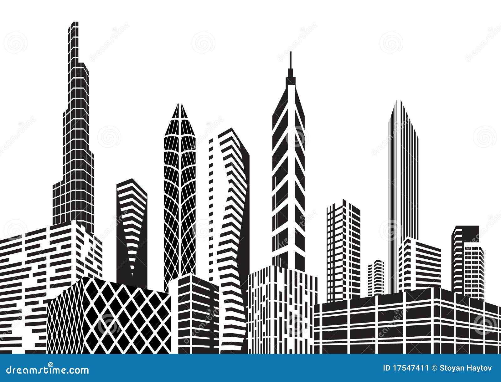 Black and white city stock vector. Image of skyscraper - 17547411