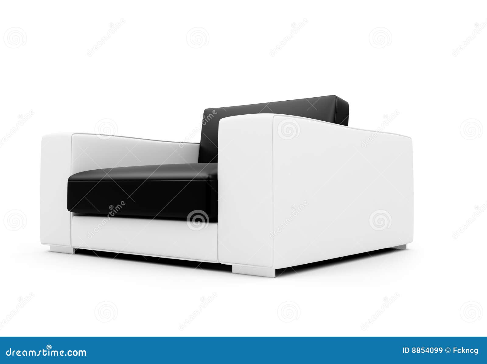 Black and White Color Armchair Isolated View Stock Illustration