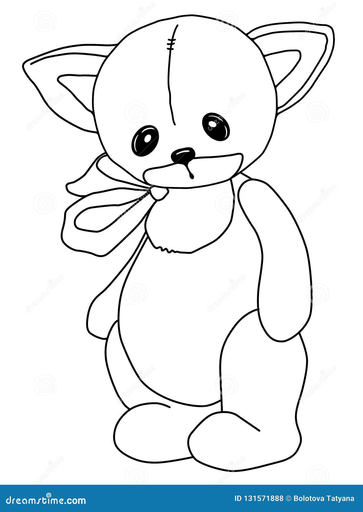 Download Black And White Coloring. Teddy Cat. A Toy. Drawn By Hand ...
