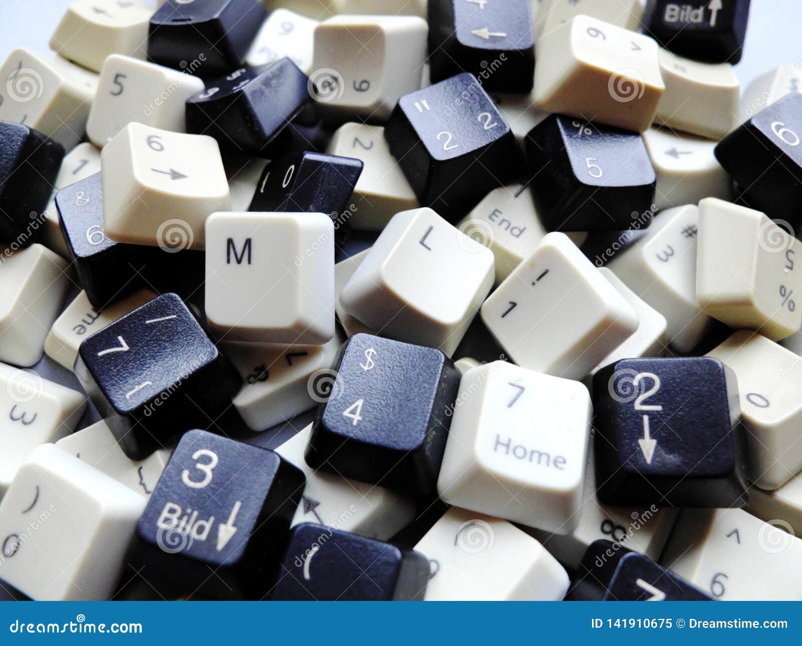 Black and White Computer Keyboard Keys, Mostly Numeric with ML Machine