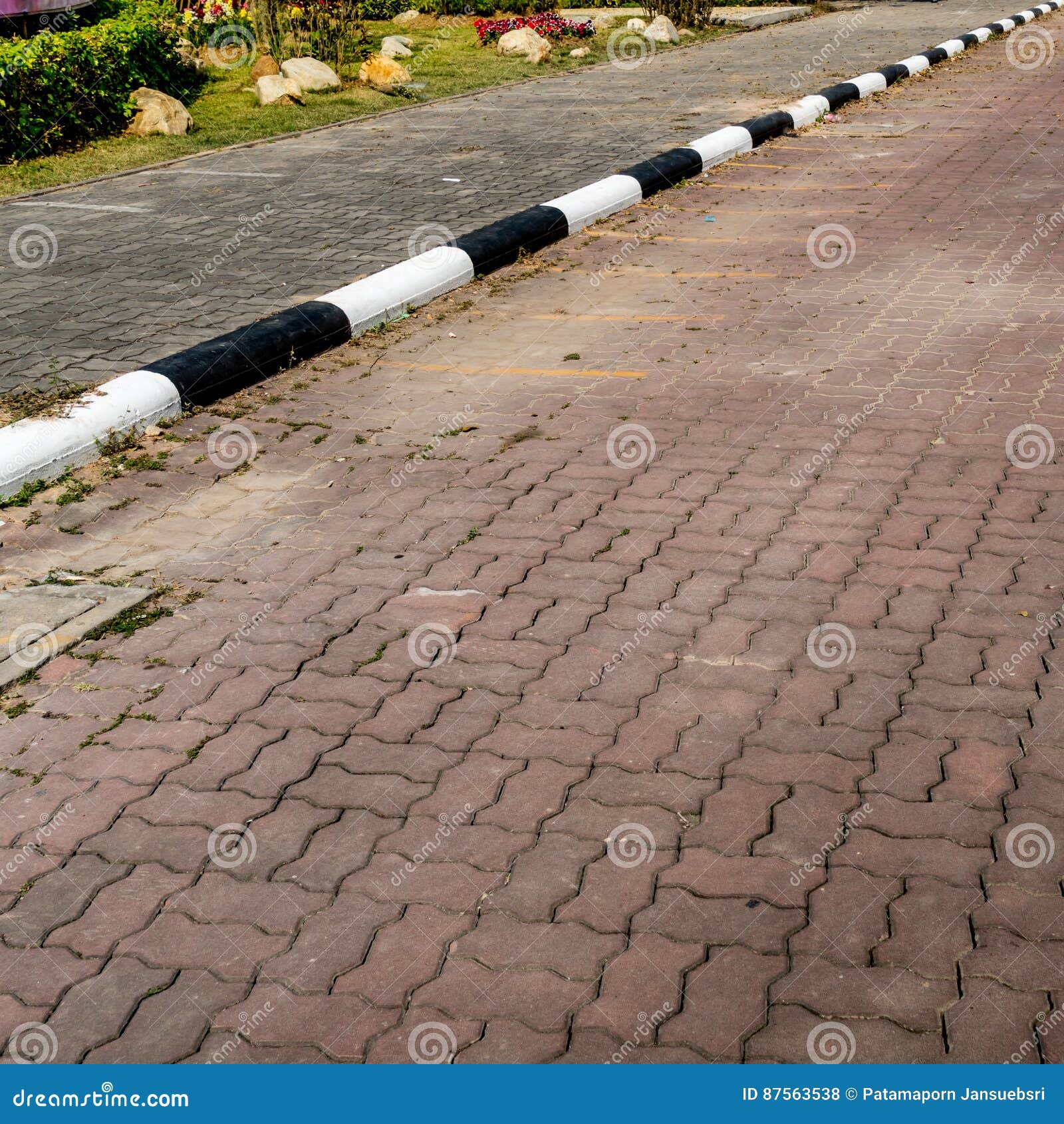 Black and White Concrete Road Curb Stock Photo Image of street, white